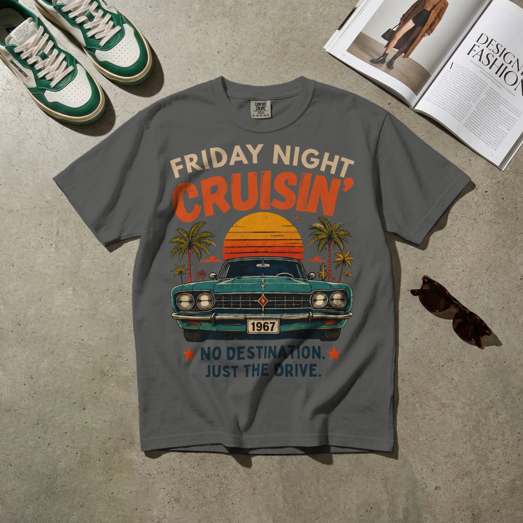 Friday Night Cruisin’ — Vintage 60s Car Graphic Tee | Faded Memory Supply