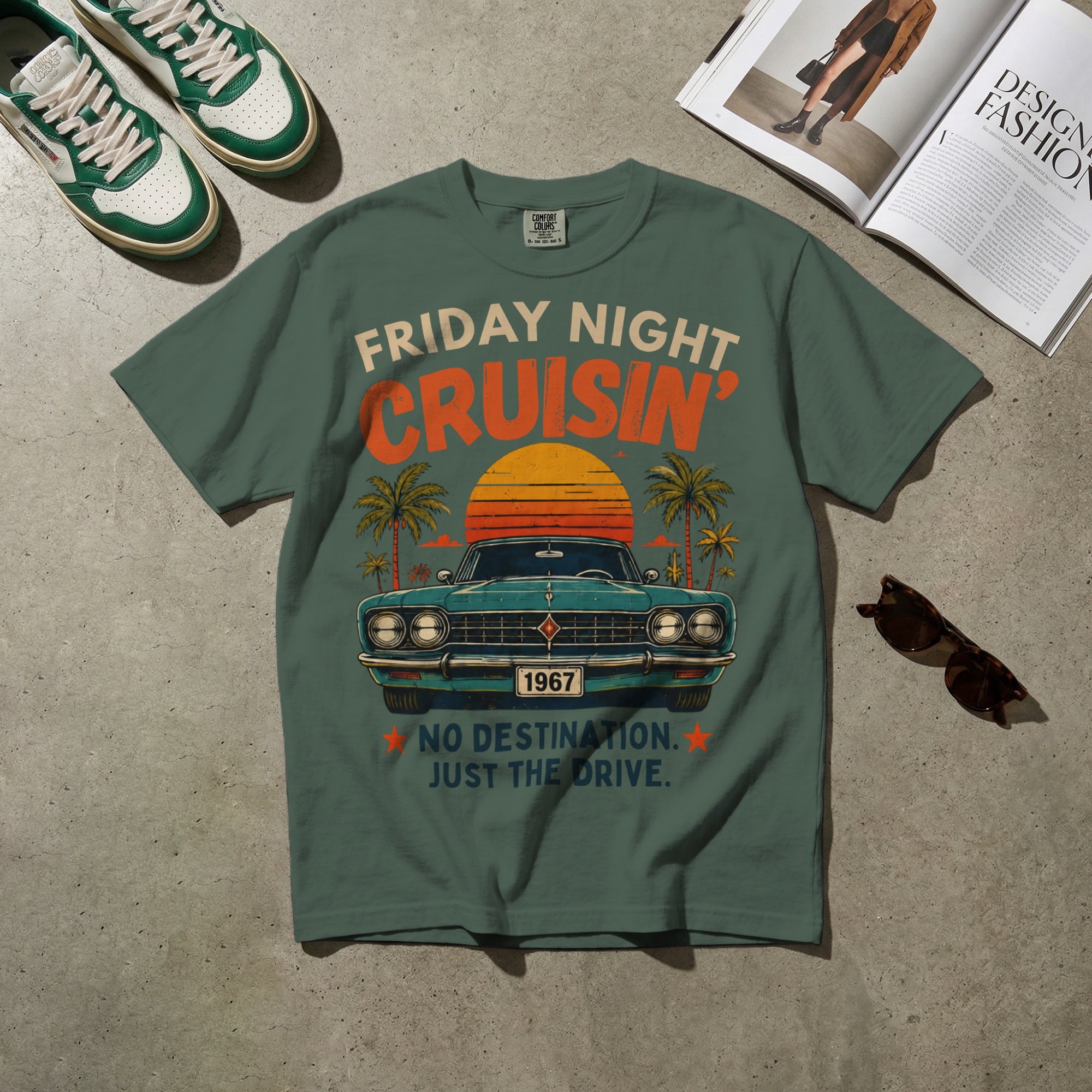 Friday Night Cruisin’ — Vintage 60s Car Graphic Tee | Faded Memory Supply