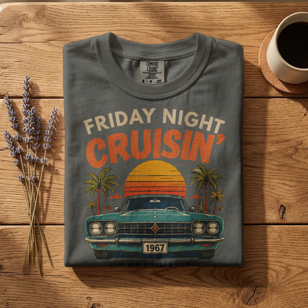 Friday Night Cruisin’ — Vintage 60s Car Graphic Tee | Faded Memory Supply