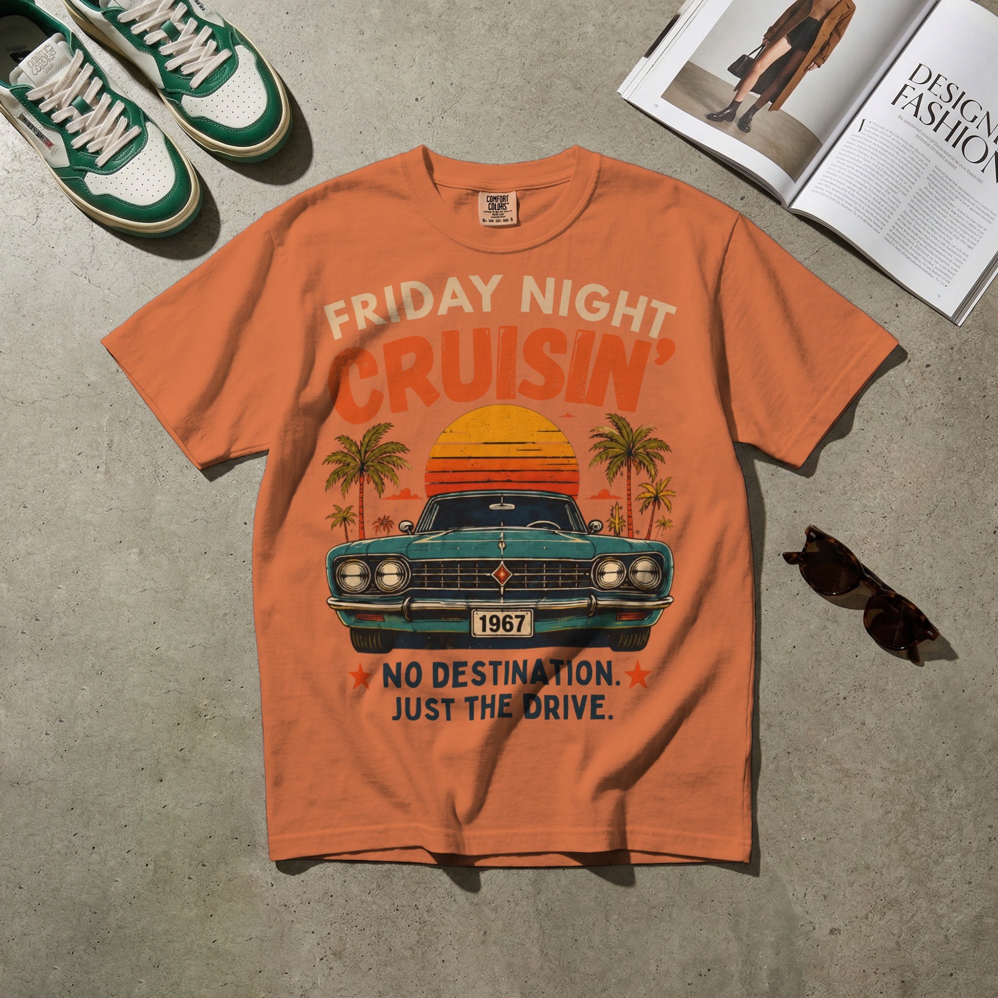 Friday Night Cruisin’ — Vintage 60s Car Graphic Tee | Faded Memory Supply