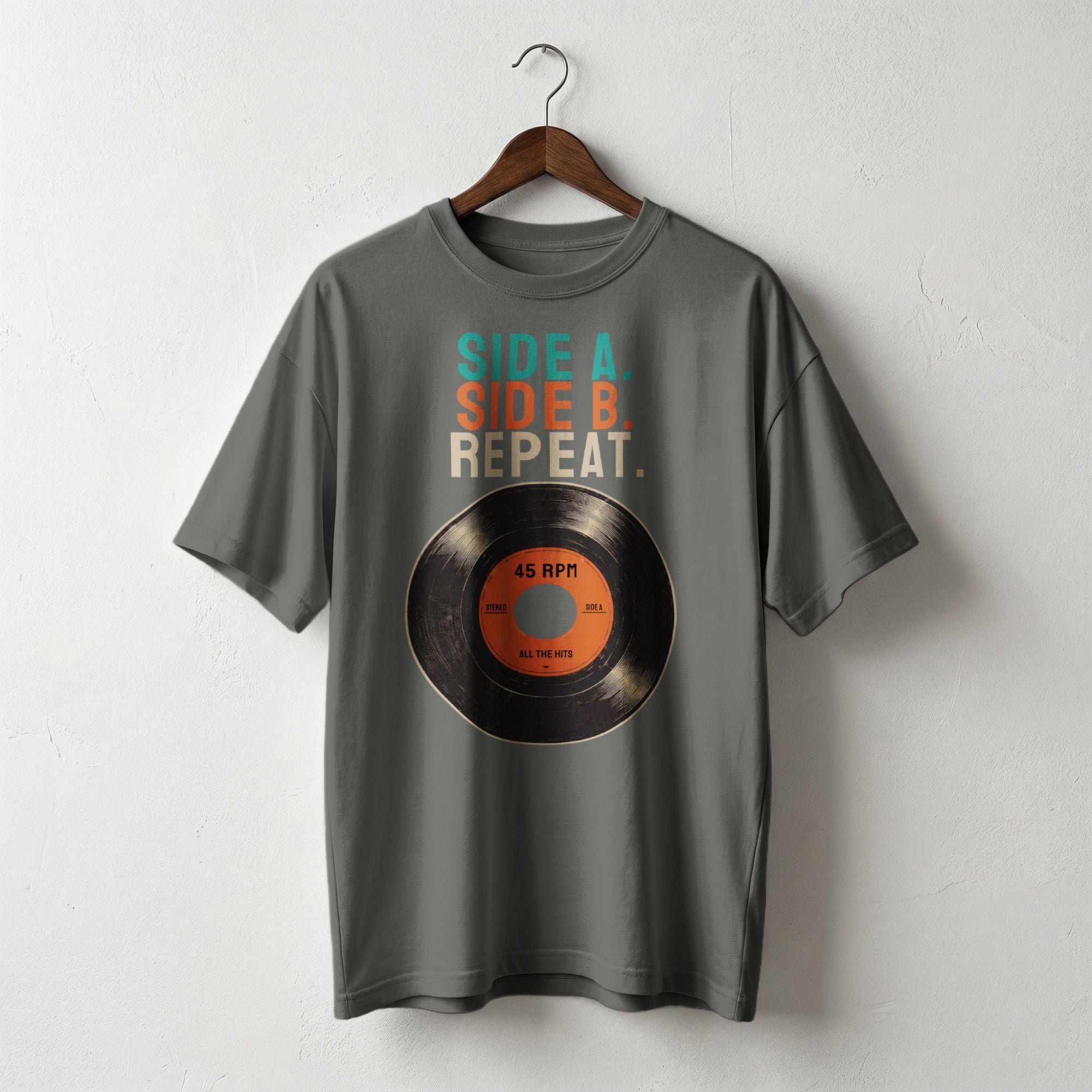 Side A. Side B. Repeat. — Vintage 60s Vinyl Record Graphic Tee
