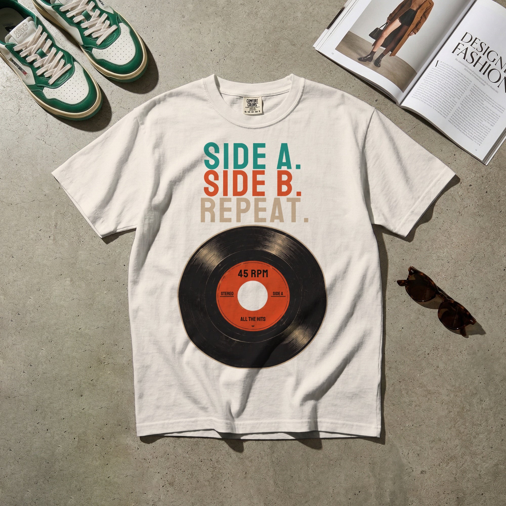Side A. Side B. Repeat. — Vintage 60s Vinyl Record Graphic Tee