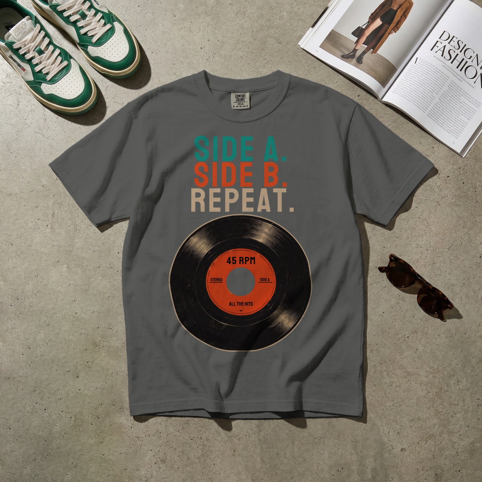 Side A. Side B. Repeat. — Vintage 60s Vinyl Record Graphic Tee