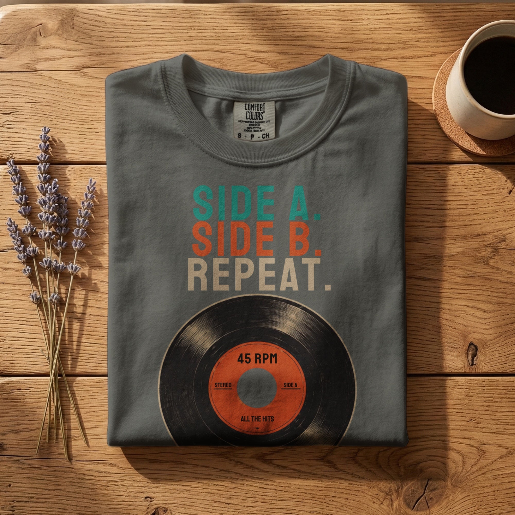 Side A. Side B. Repeat. — Vintage 60s Vinyl Record Graphic Tee