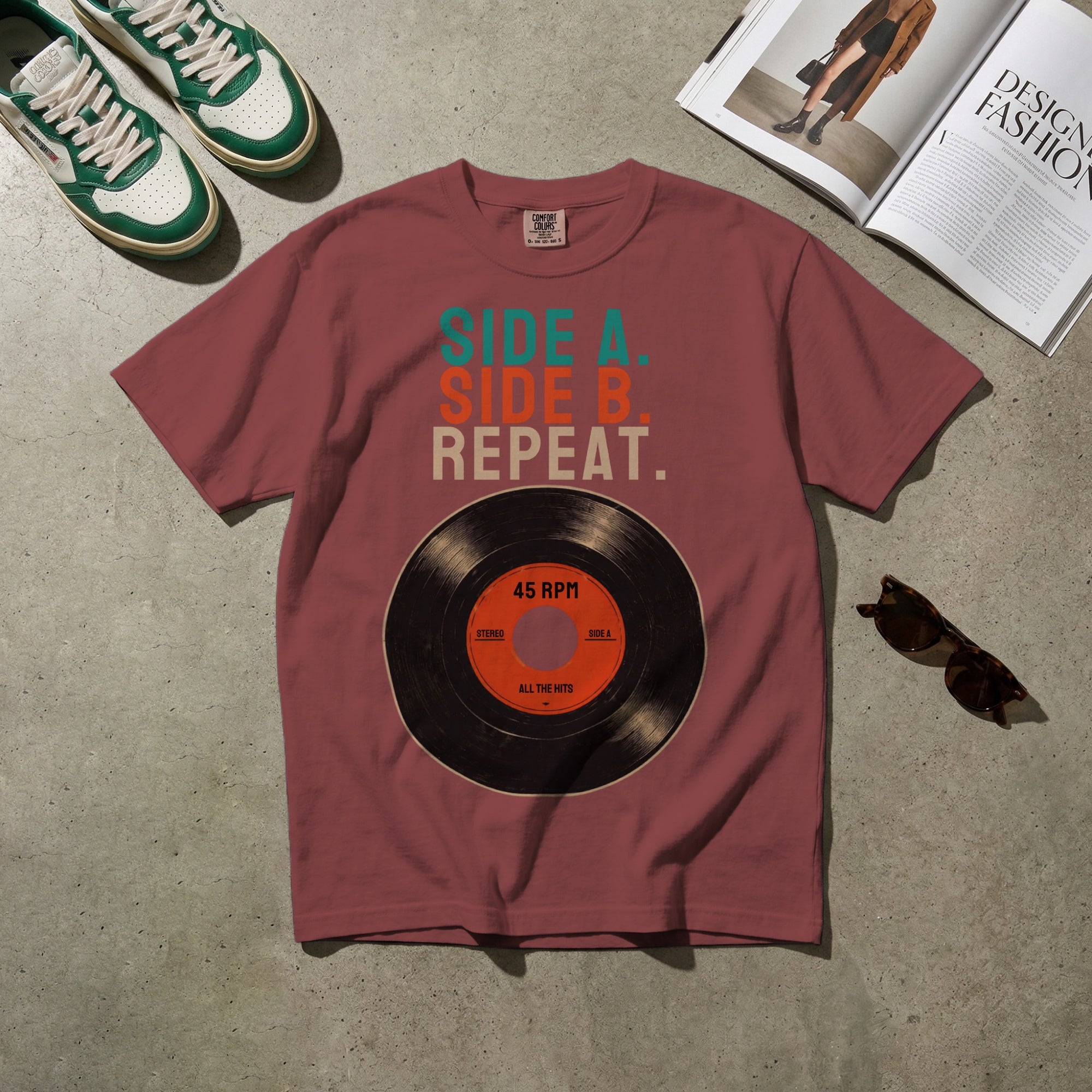 Side A. Side B. Repeat. — Vintage 60s Vinyl Record Graphic Tee