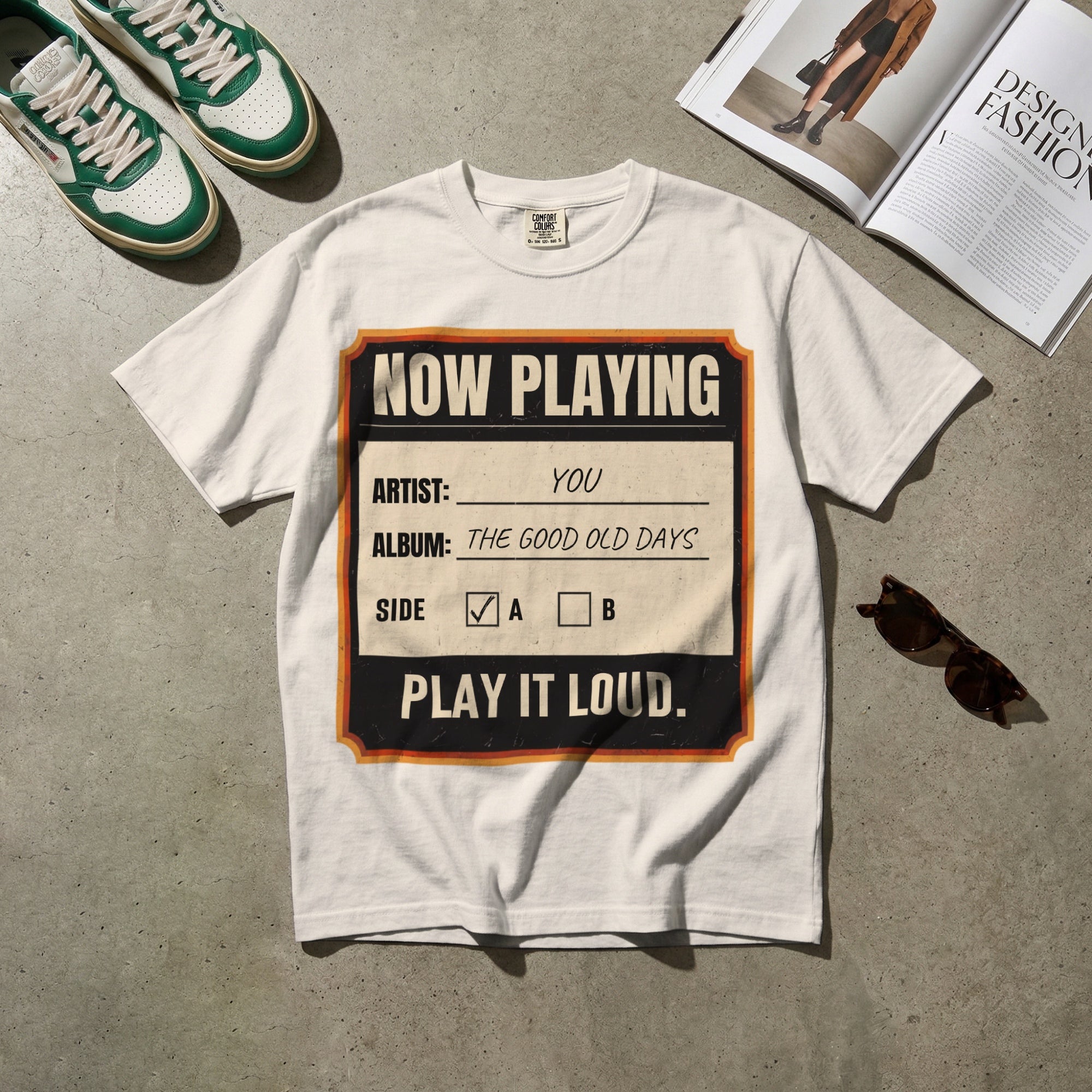 Now Playing — Vintage 70s Record Player Graphic Tee | Faded Memory Supply