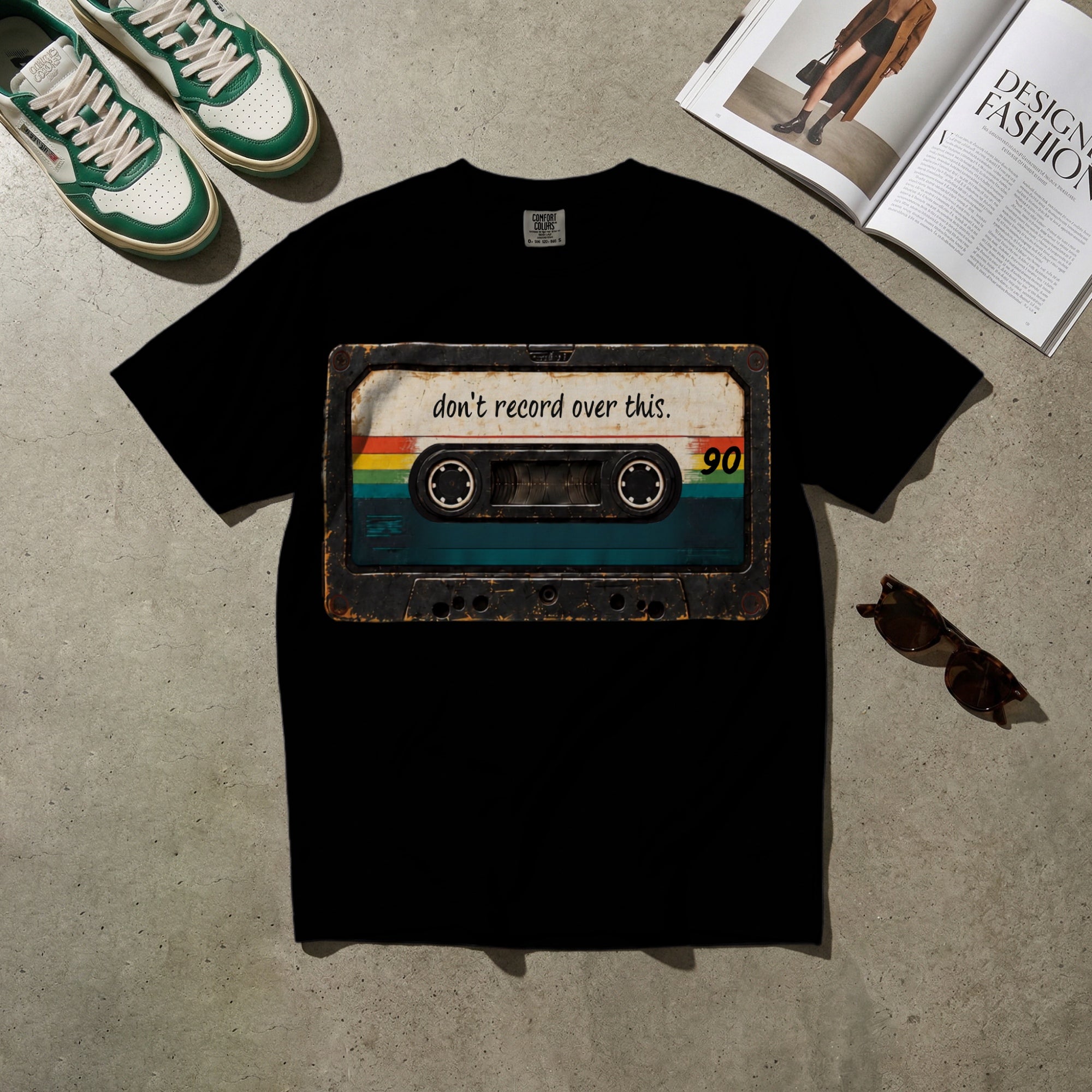 Don’t Record Over This — Vintage 80s Cassette Graphic Tee | Faded Memory Supply