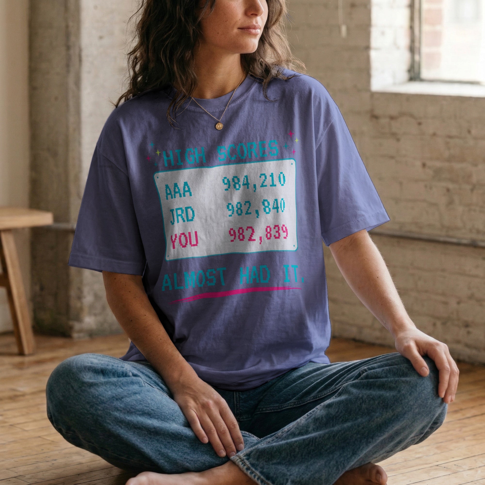 High Scores, Almost Had It — Vintage 80s Arcade Graphic Tee | Faded Memory Supply