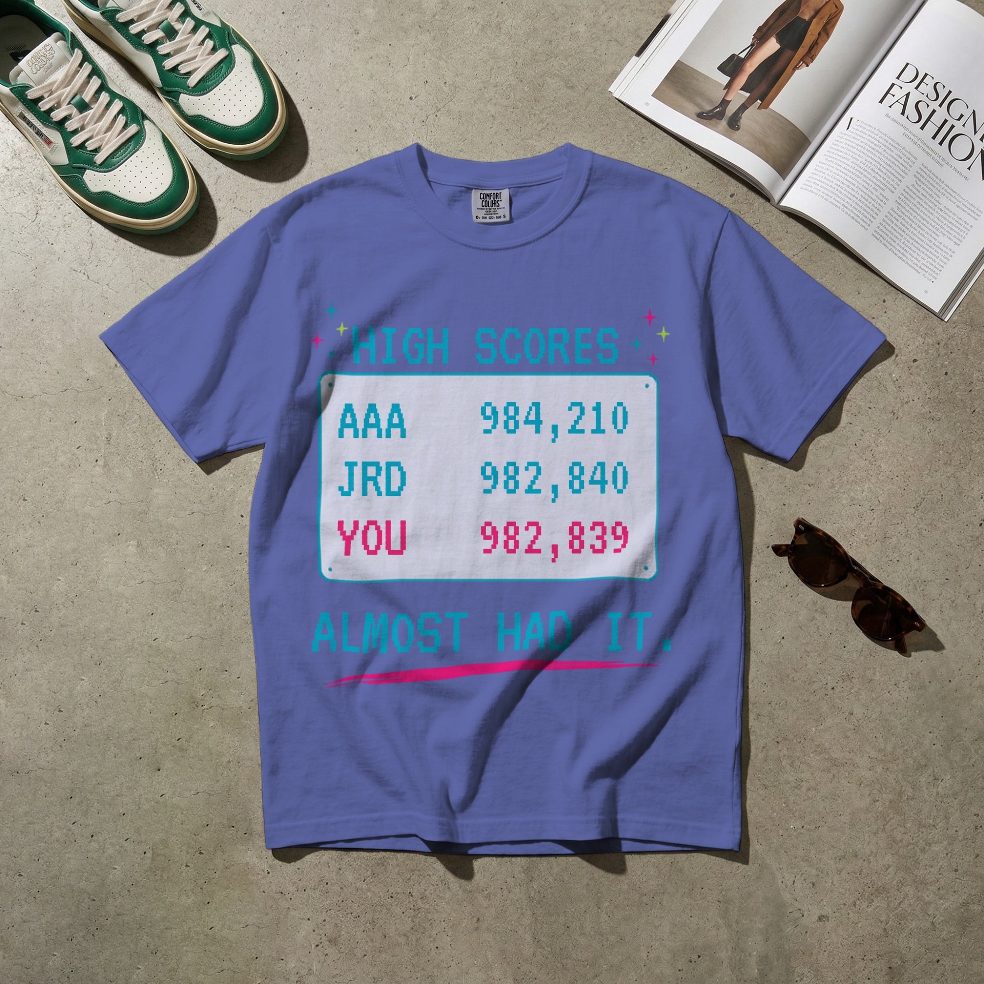 High Scores, Almost Had It — Vintage 80s Arcade Graphic Tee | Faded Memory Supply