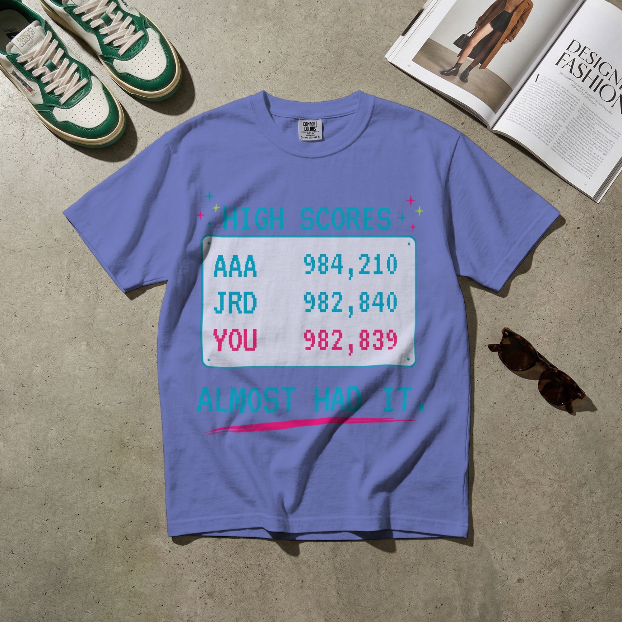 High Scores, Almost Had It — Vintage 80s Arcade Graphic Tee | Faded Memory Supply