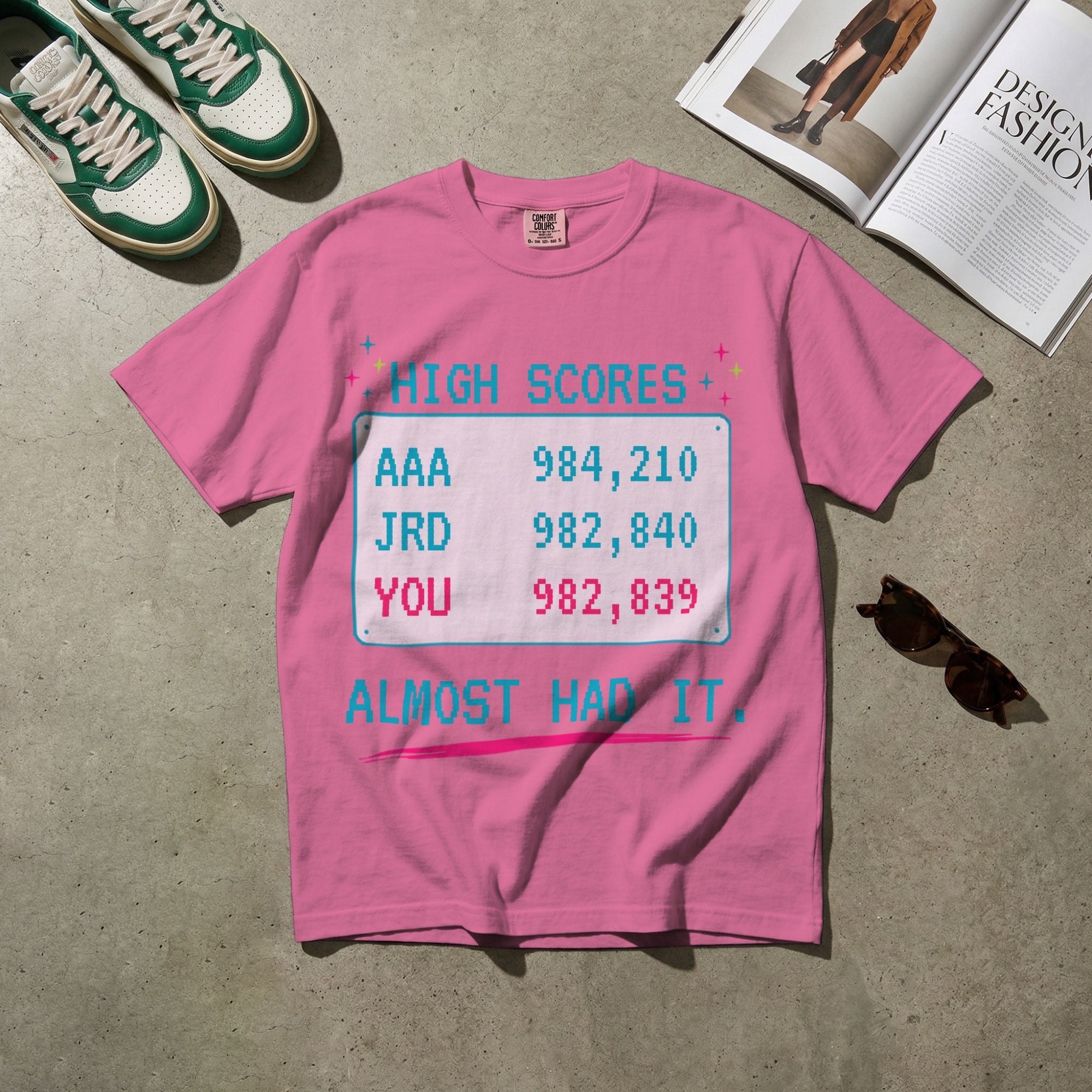 High Scores, Almost Had It — Vintage 80s Arcade Graphic Tee | Faded Memory Supply