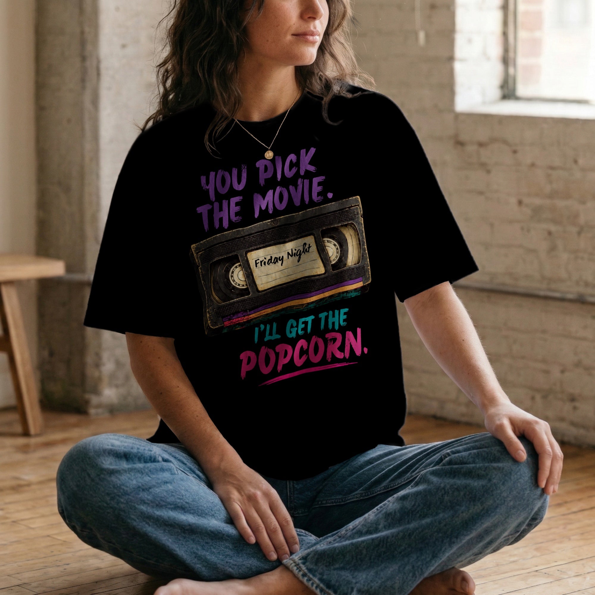 You Pick the Movie, I’ll Get the Popcorn — Vintage 80s VHS Graphic Tee | Faded Memory Supply