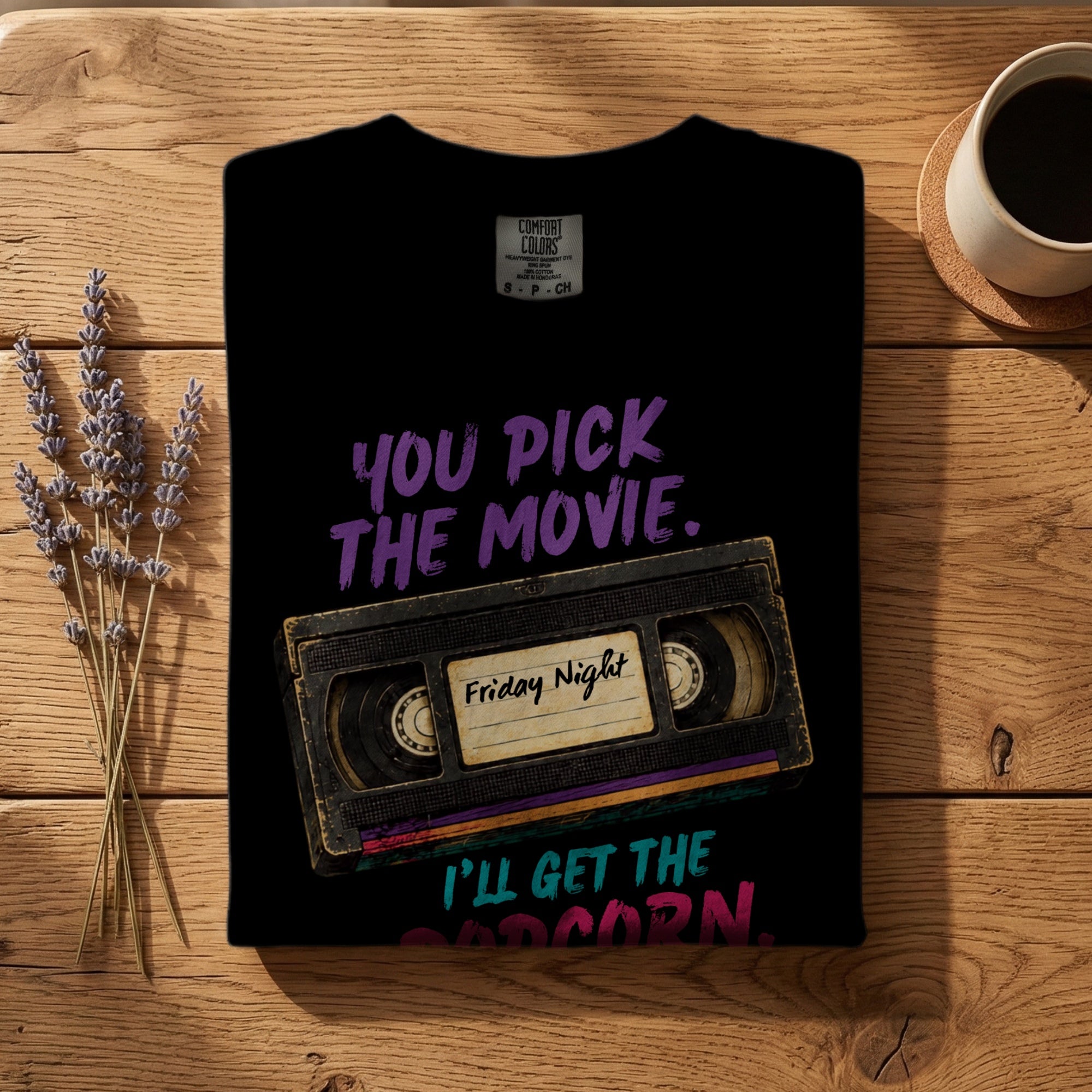 You Pick the Movie, I’ll Get the Popcorn — Vintage 80s VHS Graphic Tee | Faded Memory Supply