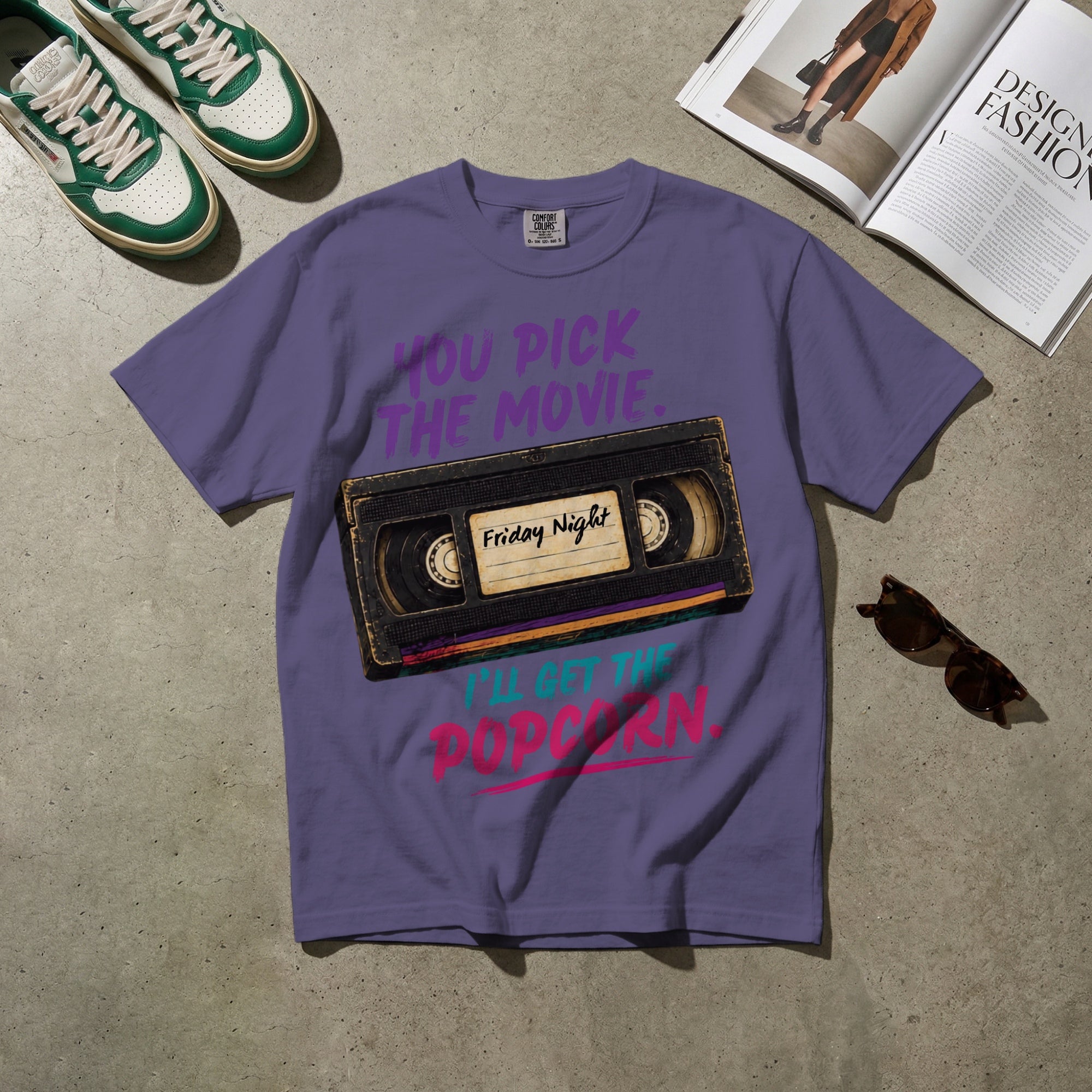 You Pick the Movie, I’ll Get the Popcorn — Vintage 80s VHS Graphic Tee | Faded Memory Supply