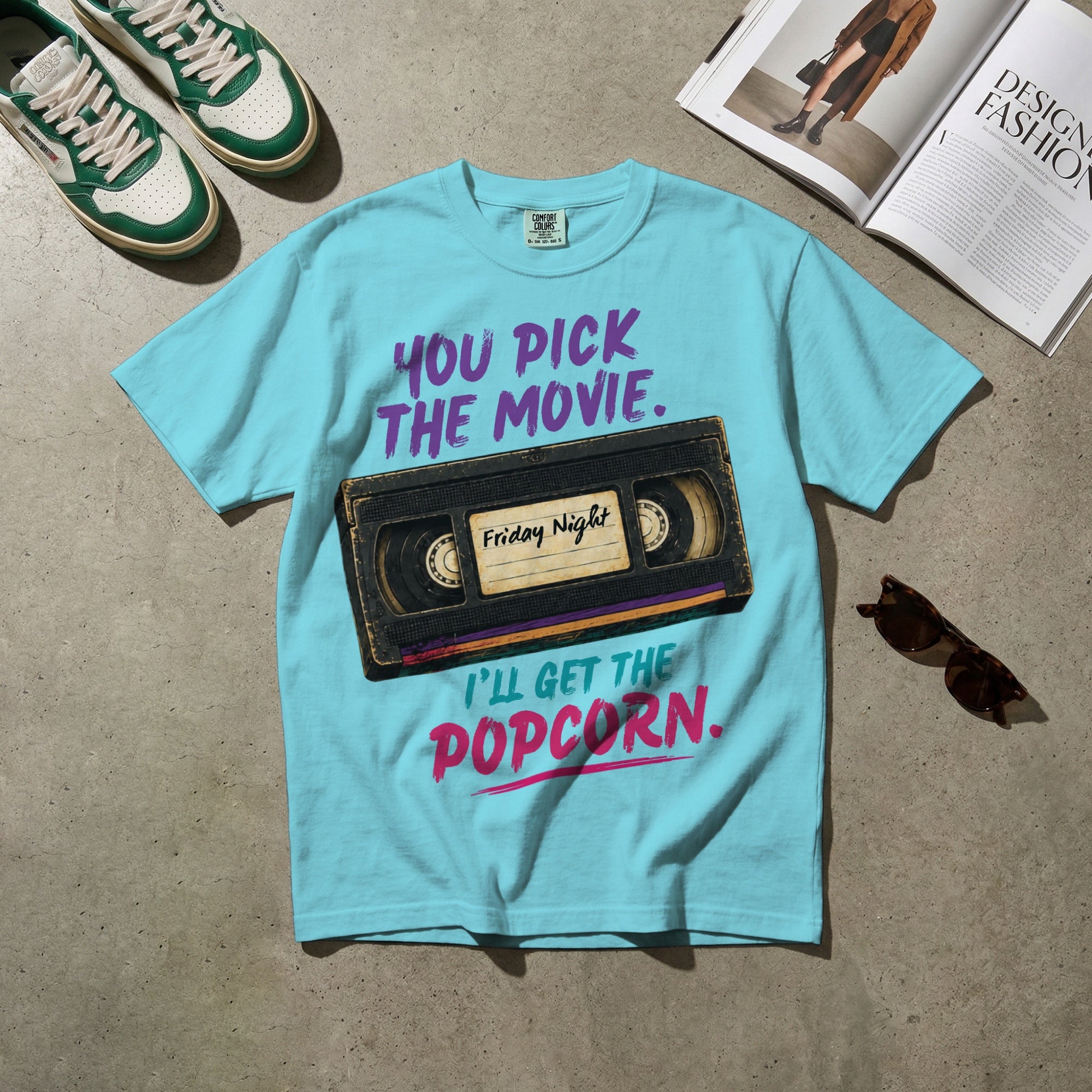 You Pick the Movie, I’ll Get the Popcorn — Vintage 80s VHS Graphic Tee | Faded Memory Supply