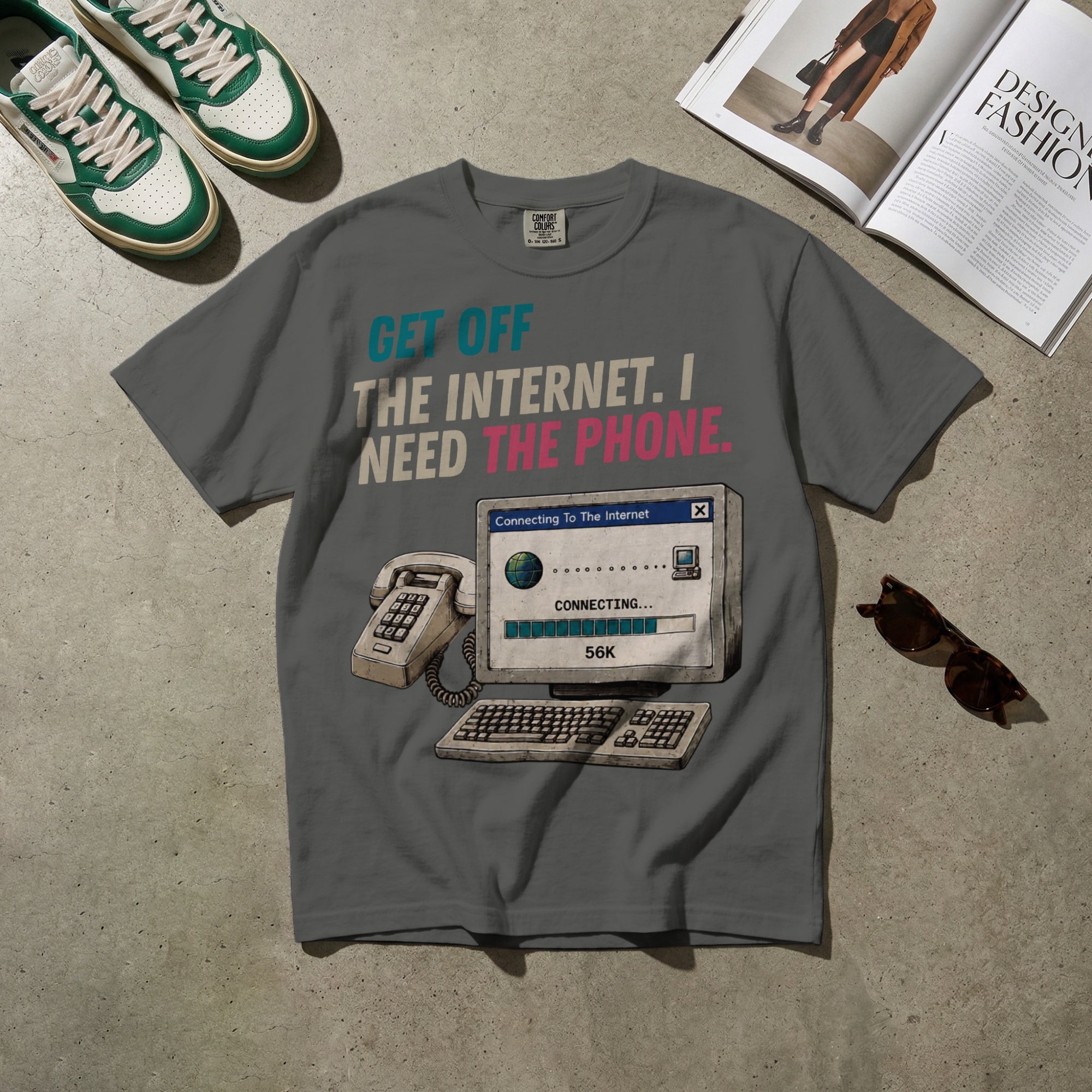 Get Off the Internet, I Need the Phone — Vintage 90s Dial-Up Graphic Tee | Faded Memory Supply