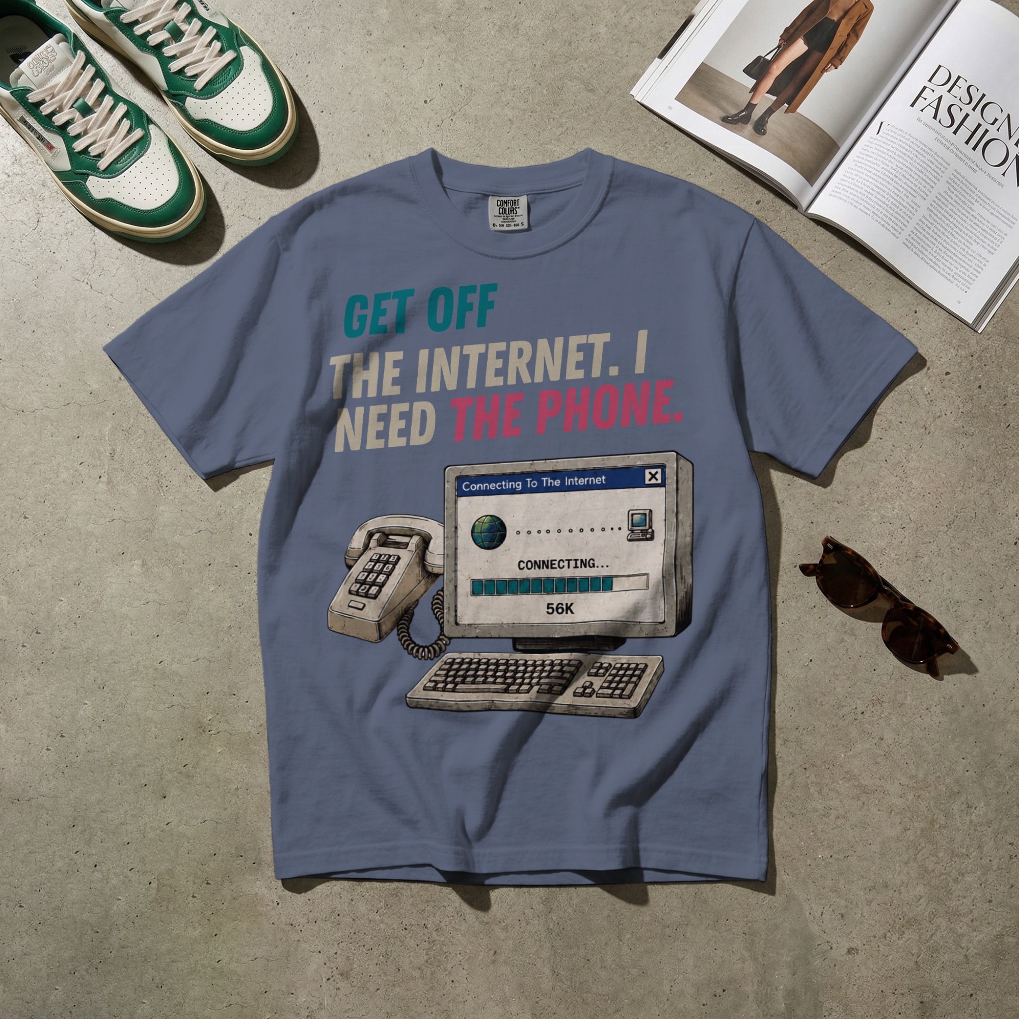Get Off the Internet, I Need the Phone — Vintage 90s Dial-Up Graphic Tee | Faded Memory Supply