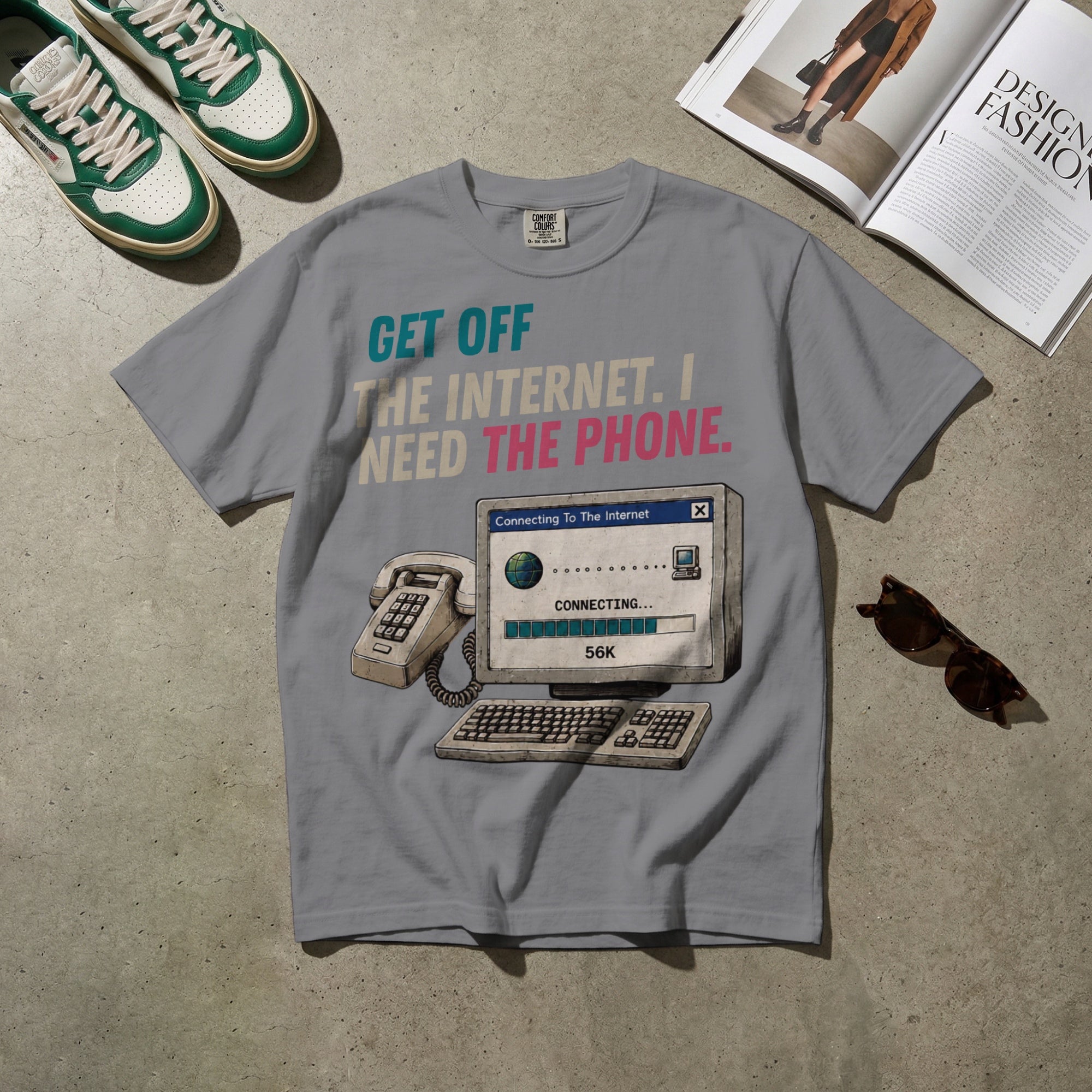Get Off the Internet, I Need the Phone — Vintage 90s Dial-Up Graphic Tee | Faded Memory Supply