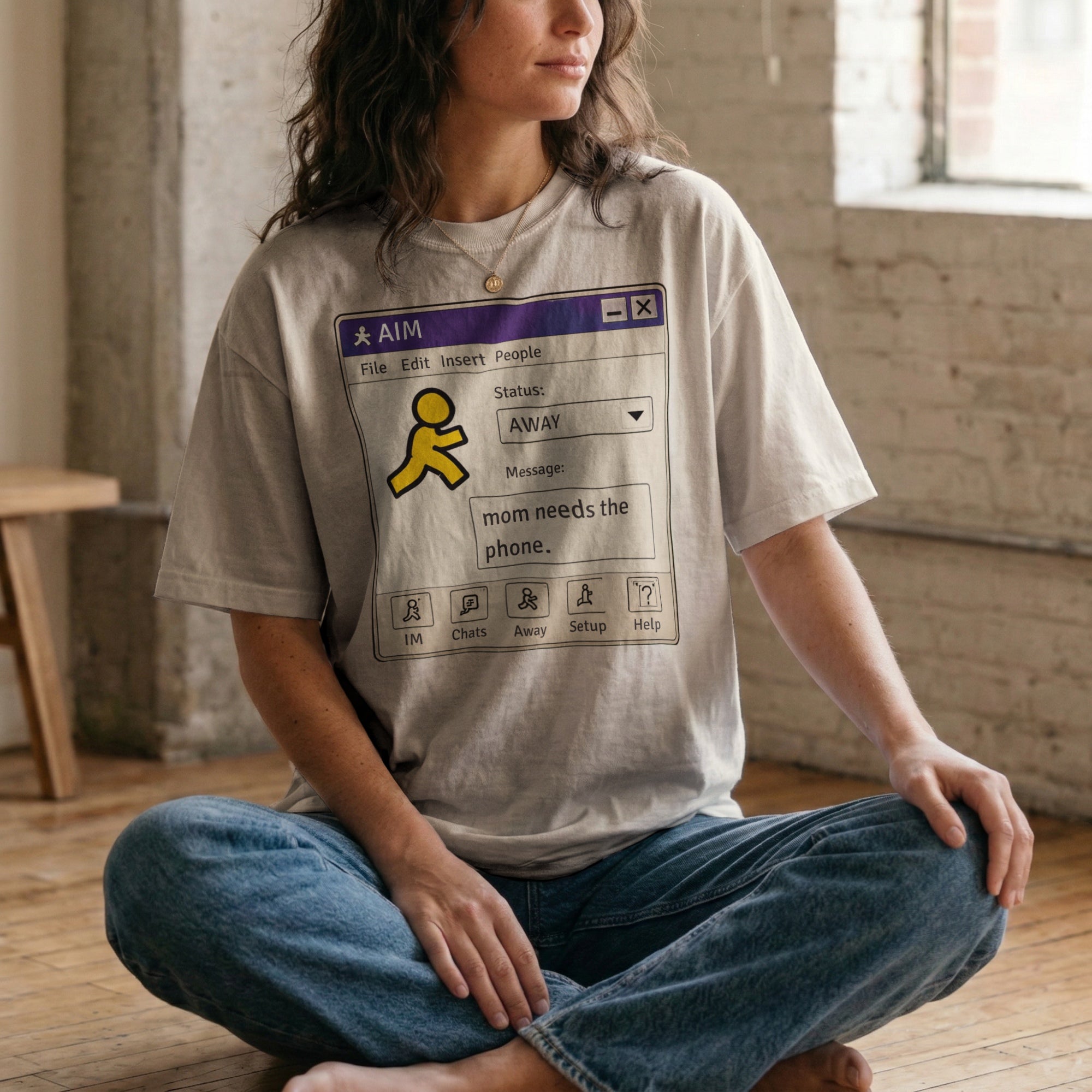 Mom Needs the Phone — Vintage 90s AIM Graphic Tee | Faded Memory Supply