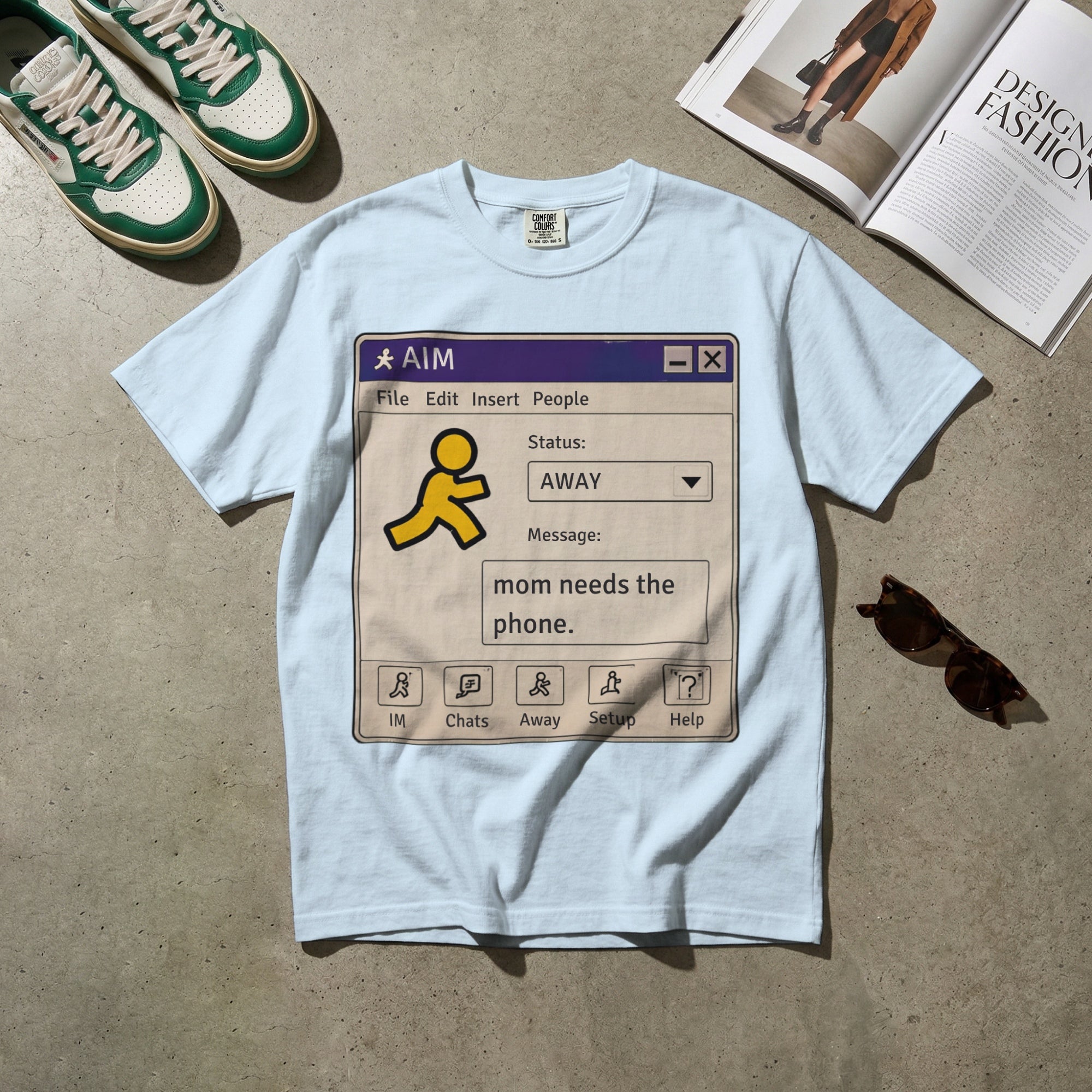 Mom Needs the Phone — Vintage 90s AIM Graphic Tee | Faded Memory Supply
