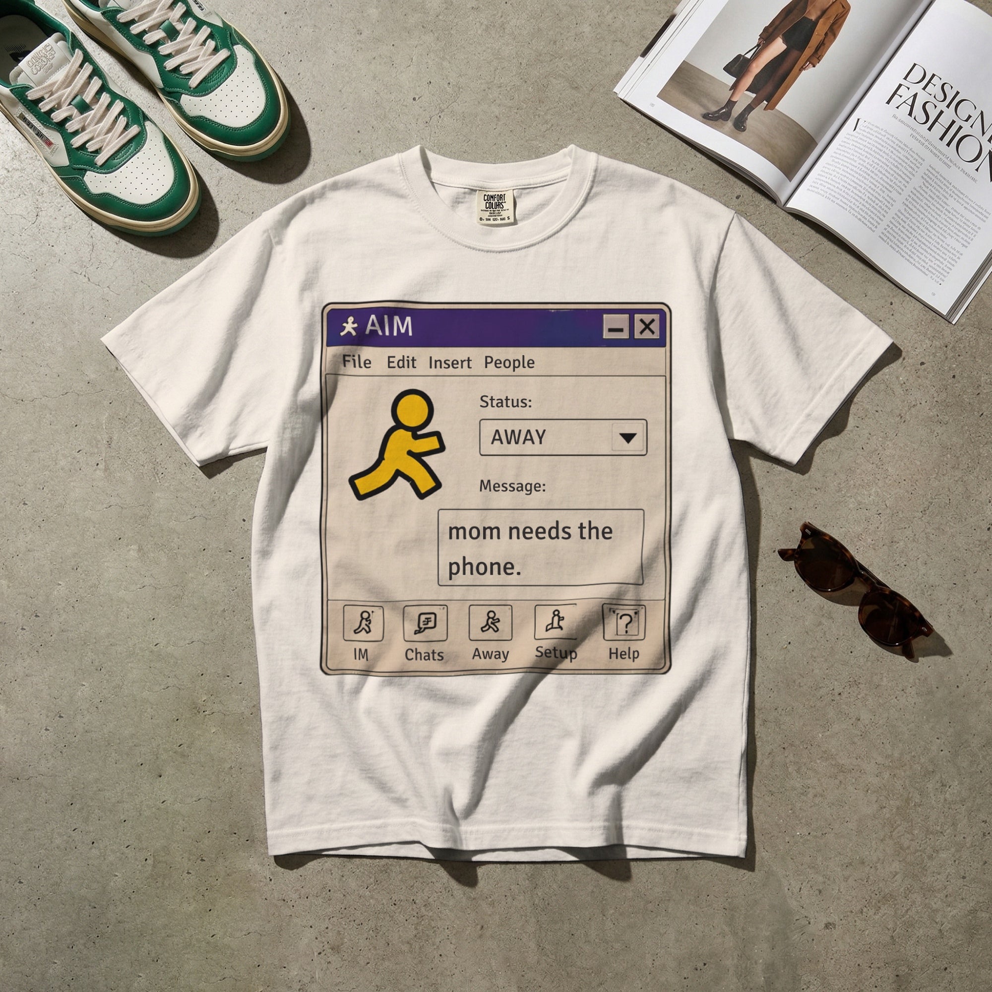 Mom Needs the Phone — Vintage 90s AIM Graphic Tee | Faded Memory Supply