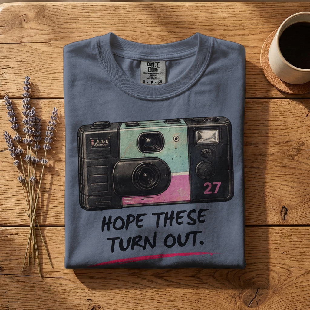 Hope These Turn Out — Vintage 90s Disposable Camera Graphic Tee | Faded Memory Supply