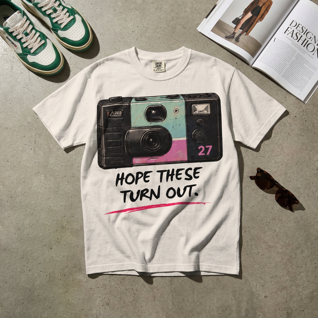 Hope These Turn Out — Vintage 90s Disposable Camera Graphic Tee | Faded Memory Supply