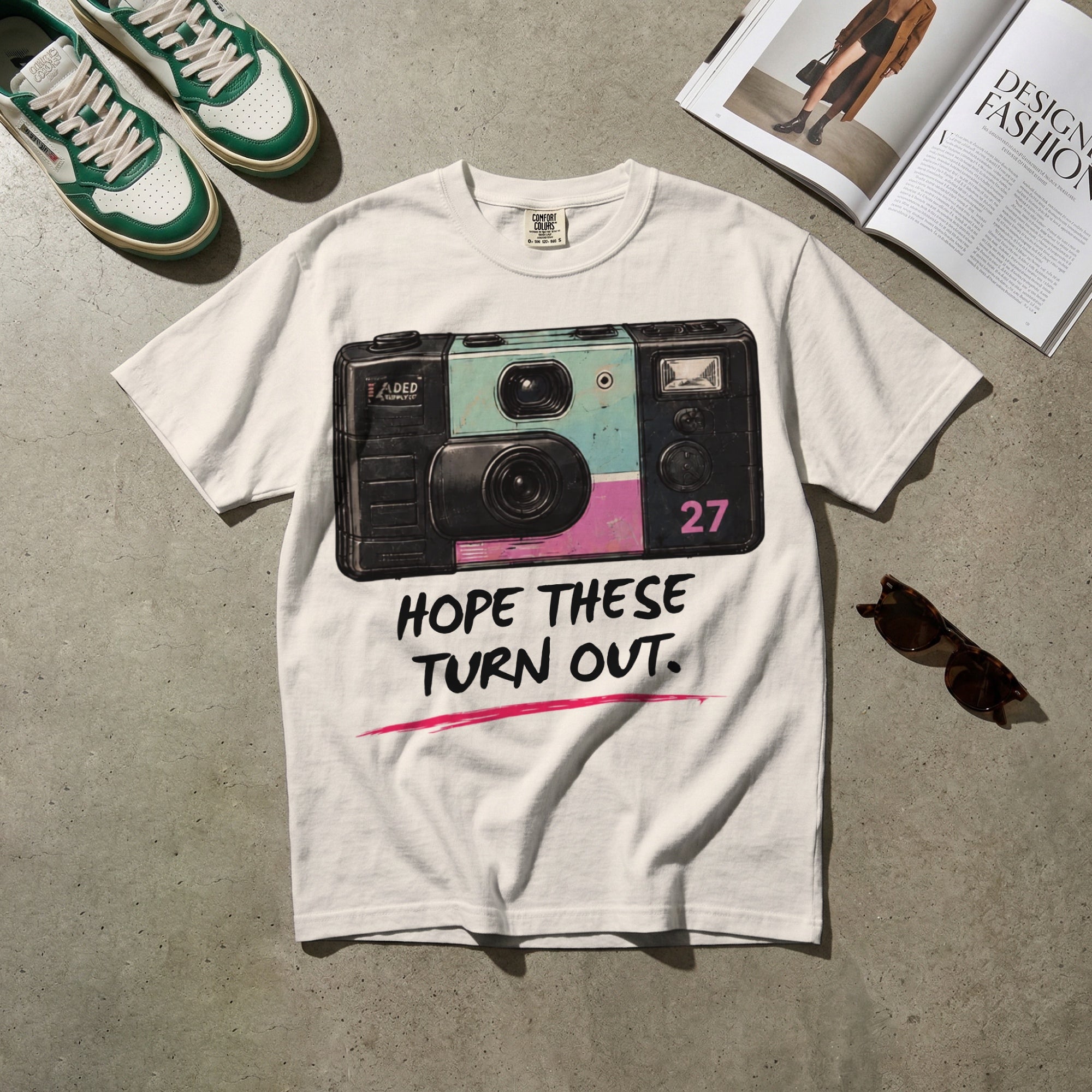 Hope These Turn Out — Vintage 90s Disposable Camera Graphic Tee | Faded Memory Supply