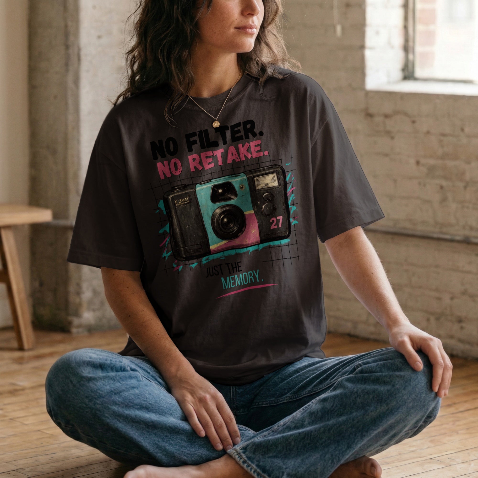 No Filter, No Retake, Just the Memory — Vintage 90s Camera Graphic Tee | Faded Memory Supply