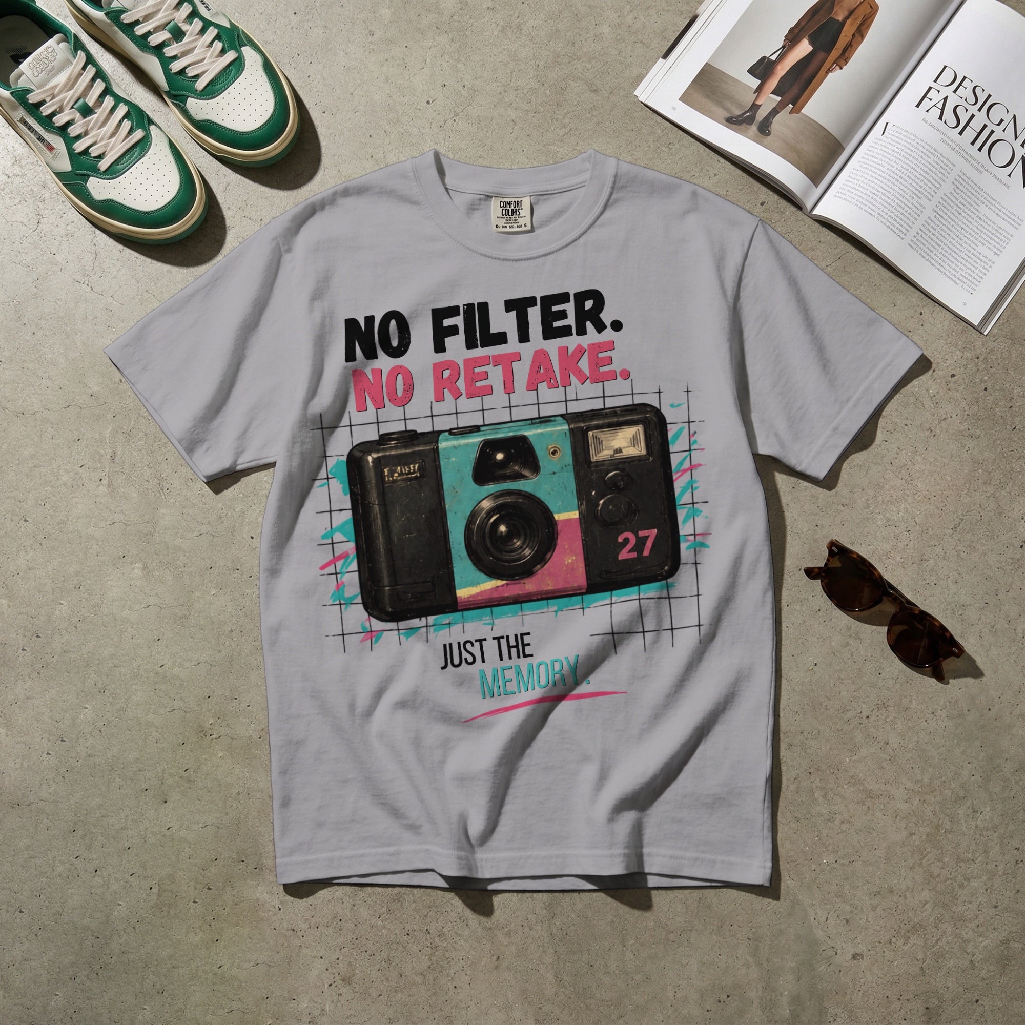 No Filter, No Retake, Just the Memory — Vintage 90s Camera Graphic Tee | Faded Memory Supply