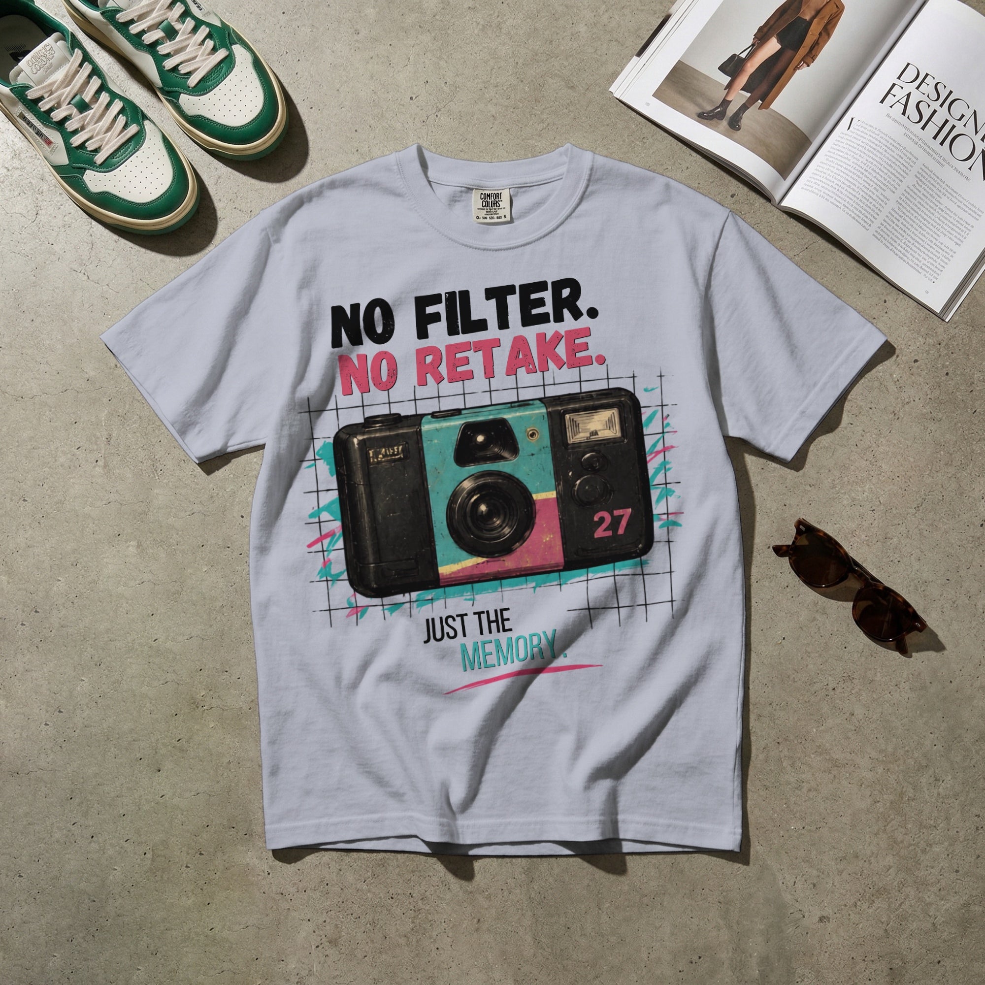 No Filter, No Retake, Just the Memory — Vintage 90s Camera Graphic Tee | Faded Memory Supply