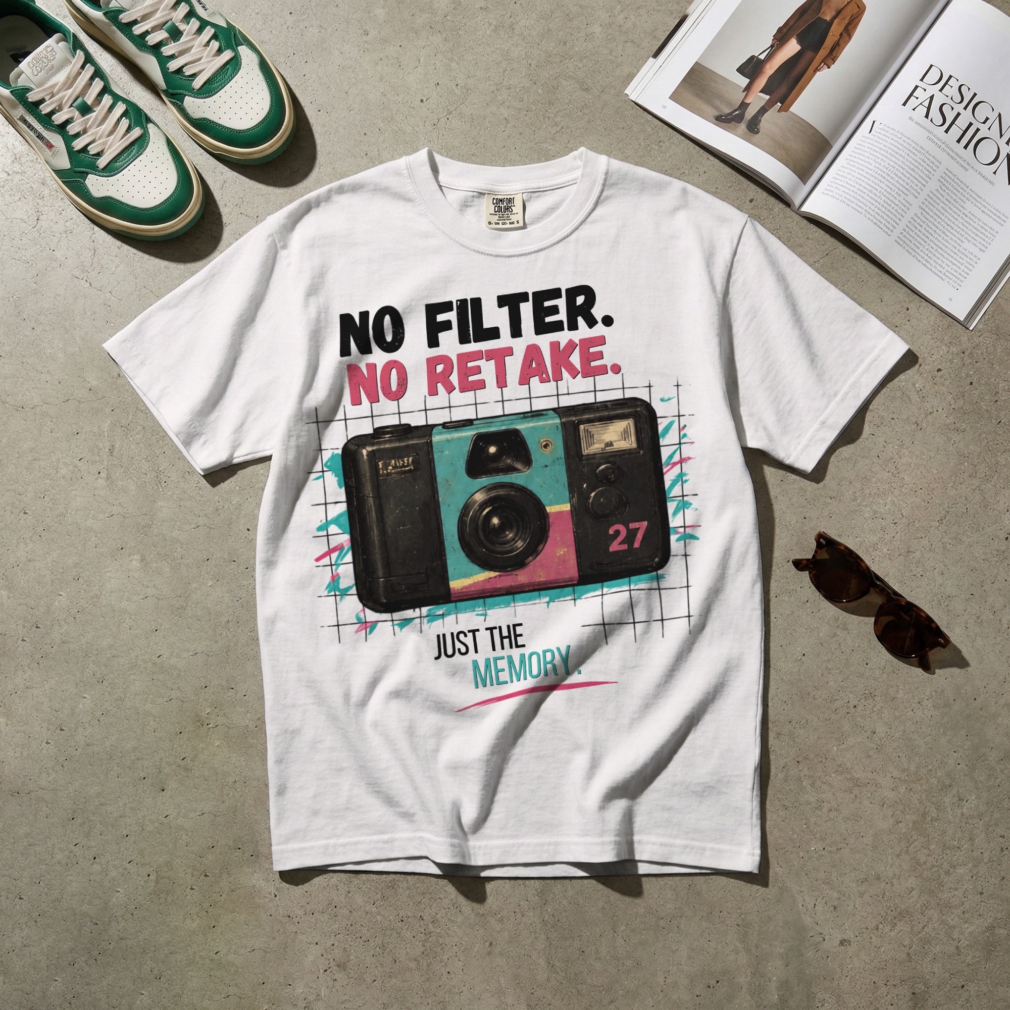 No Filter, No Retake, Just the Memory — Vintage 90s Camera Graphic Tee | Faded Memory Supply