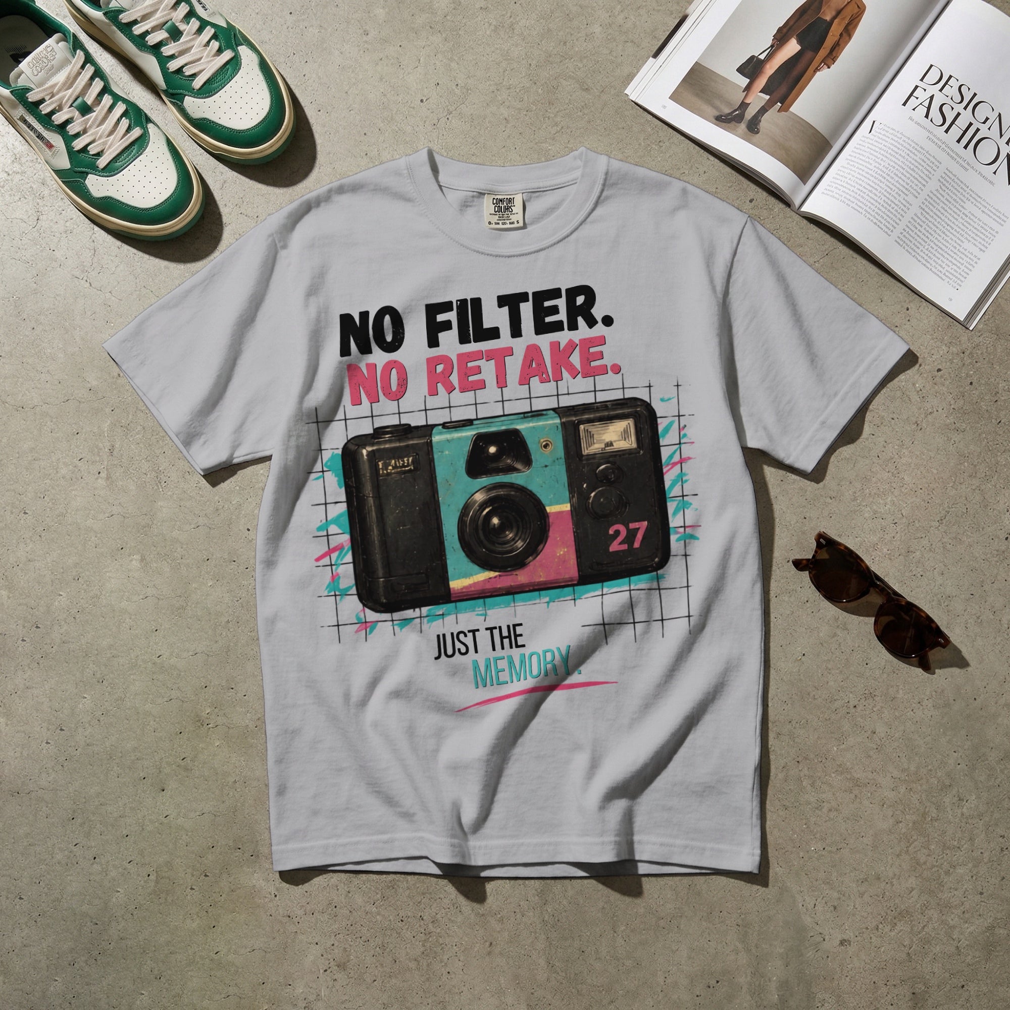 No Filter, No Retake, Just the Memory — Vintage 90s Camera Graphic Tee | Faded Memory Supply