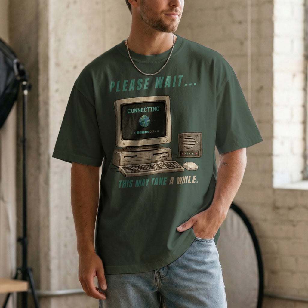 Please Wait, This May Take a While — Vintage 90s Computer Graphic Tee | Faded Memory Supply