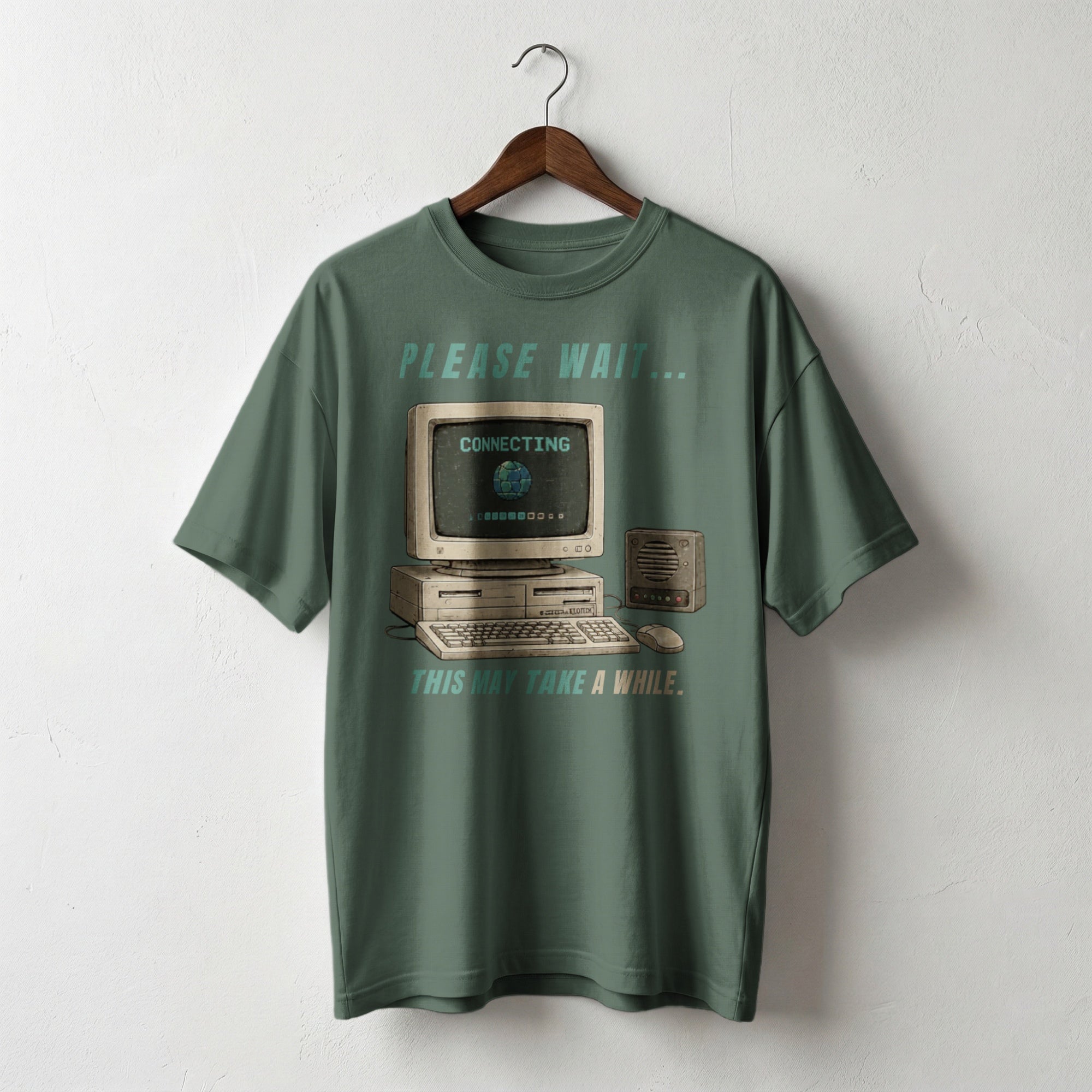 Please Wait, This May Take a While — Vintage 90s Computer Graphic Tee | Faded Memory Supply