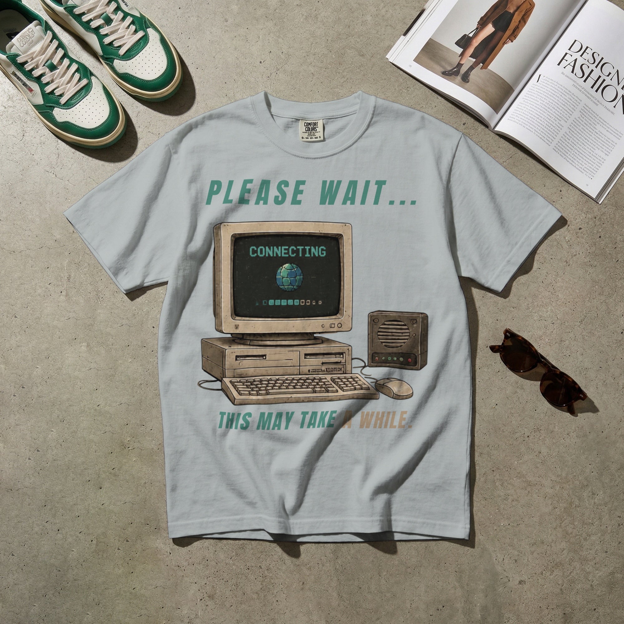 Please Wait, This May Take a While — Vintage 90s Computer Graphic Tee | Faded Memory Supply