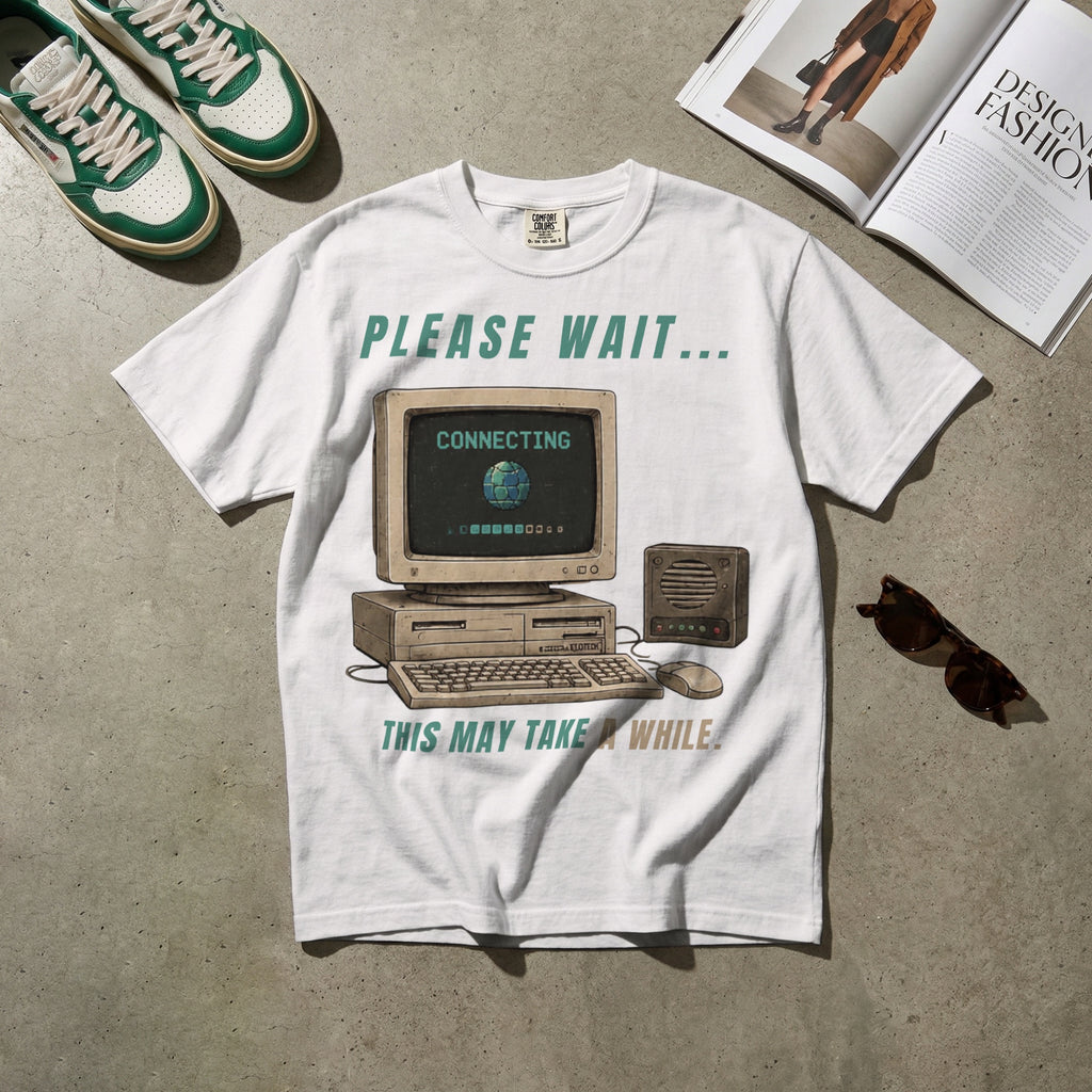 Please Wait, This May Take a While — Vintage 90s Computer Graphic Tee | Faded Memory Supply