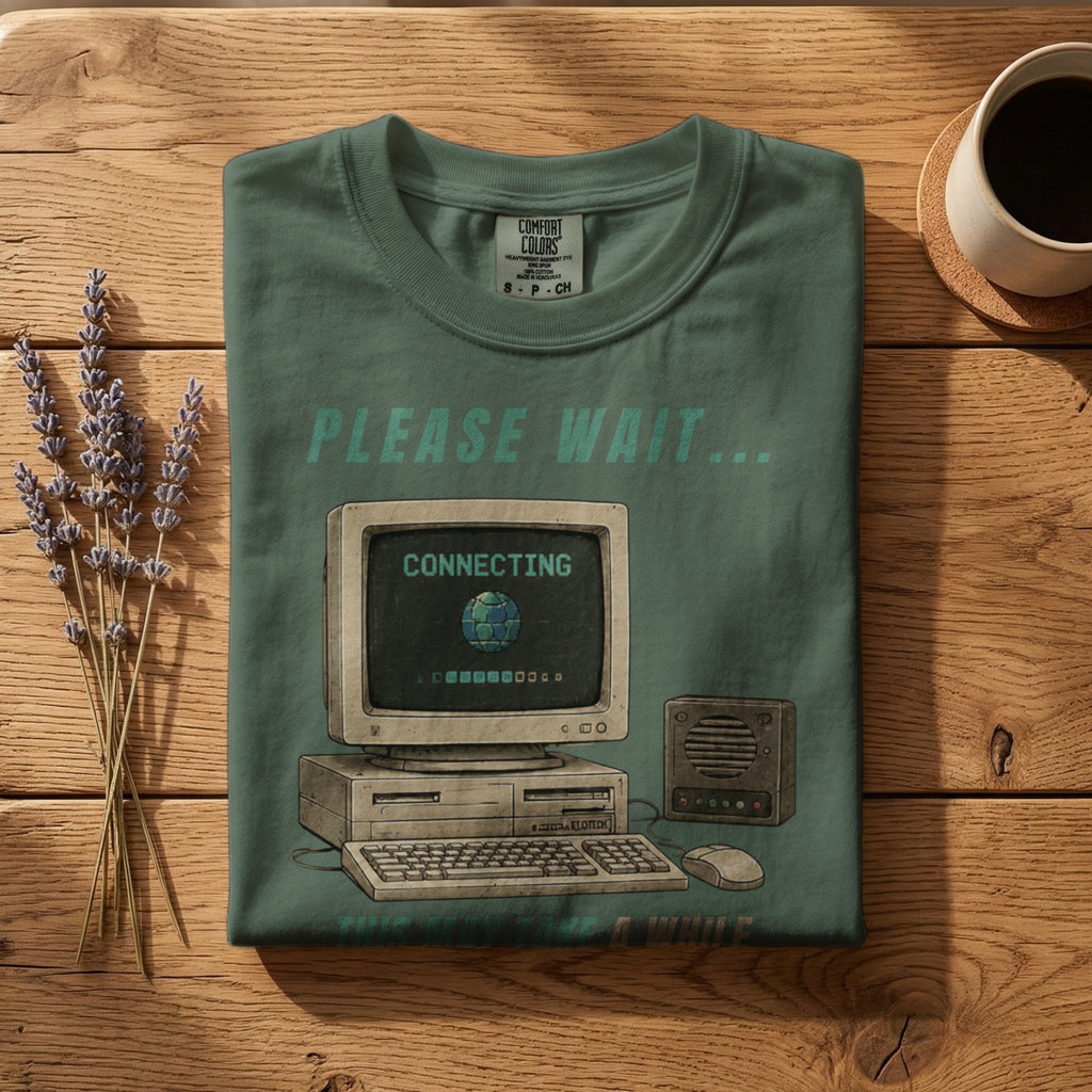 Please Wait, This May Take a While — Vintage 90s Computer Graphic Tee | Faded Memory Supply