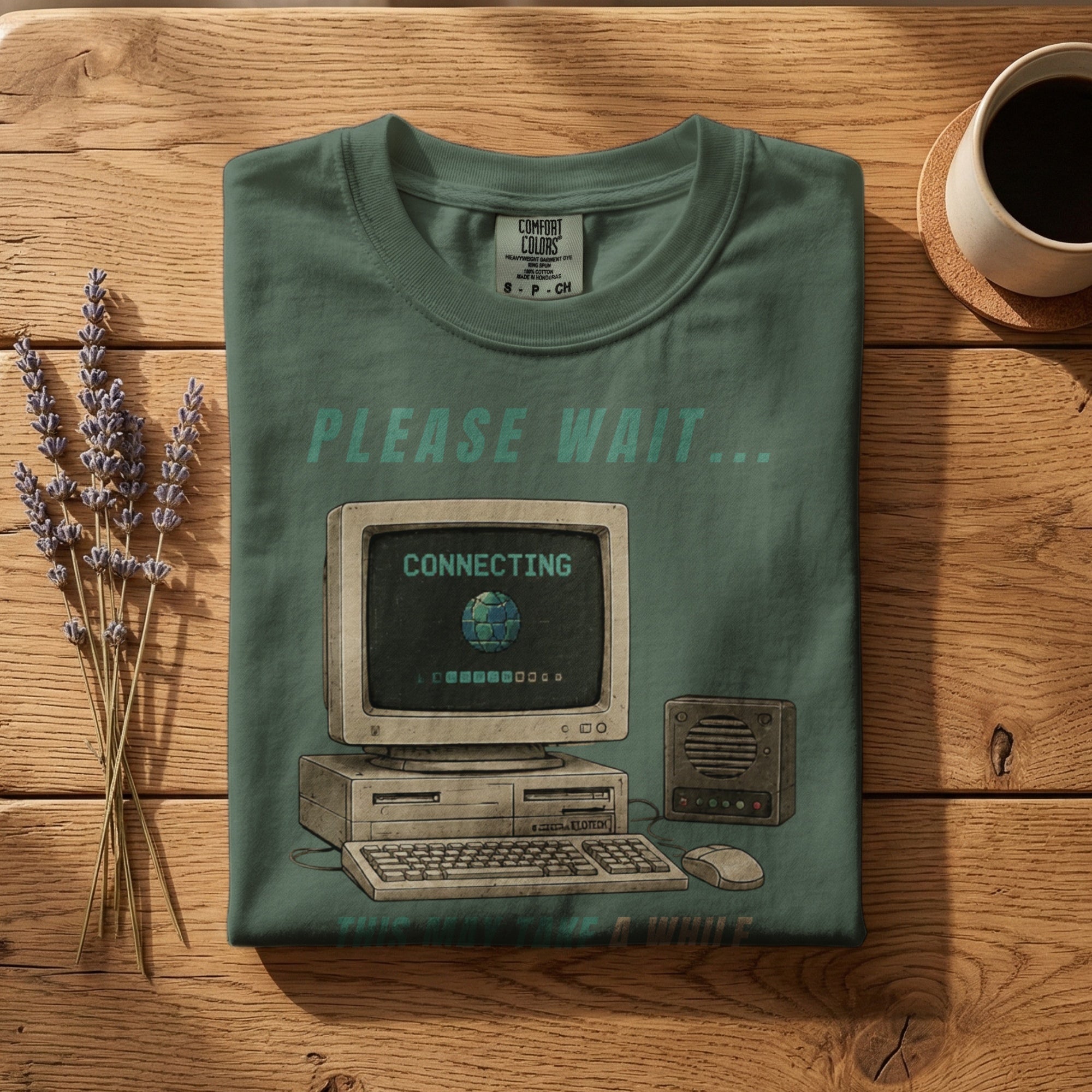 Please Wait, This May Take a While — Vintage 90s Computer Graphic Tee | Faded Memory Supply
