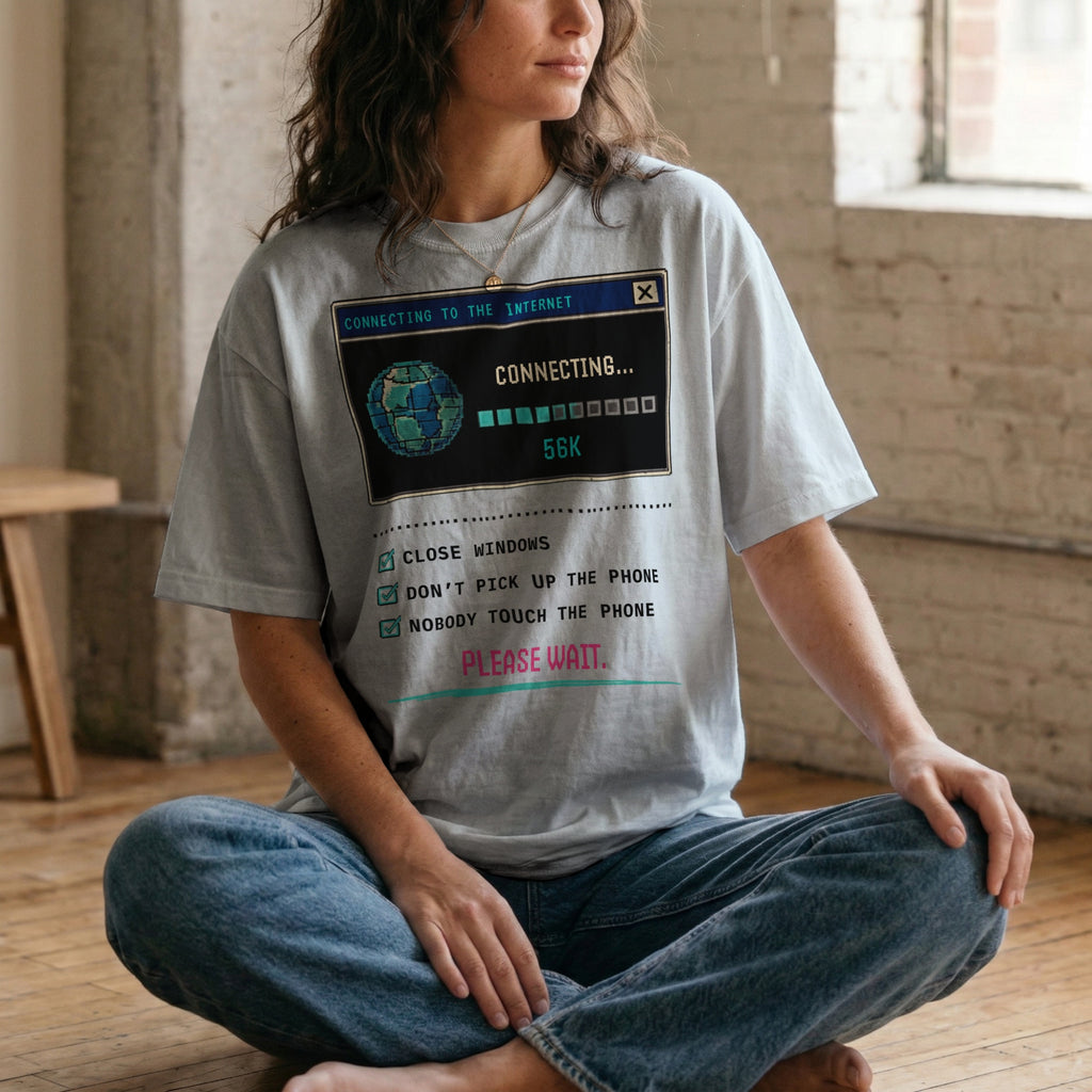 Connecting 56K — Vintage 90s Dial-Up Graphic Tee | Faded Memory Supply