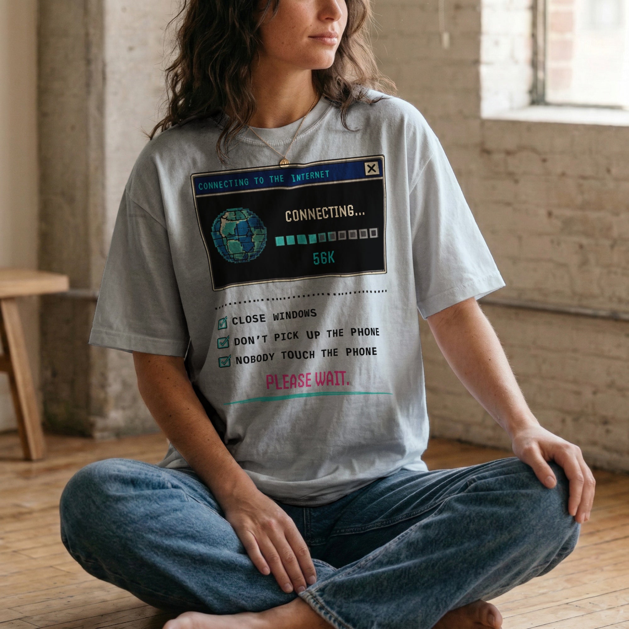 Connecting 56K — Vintage 90s Dial-Up Graphic Tee | Faded Memory Supply