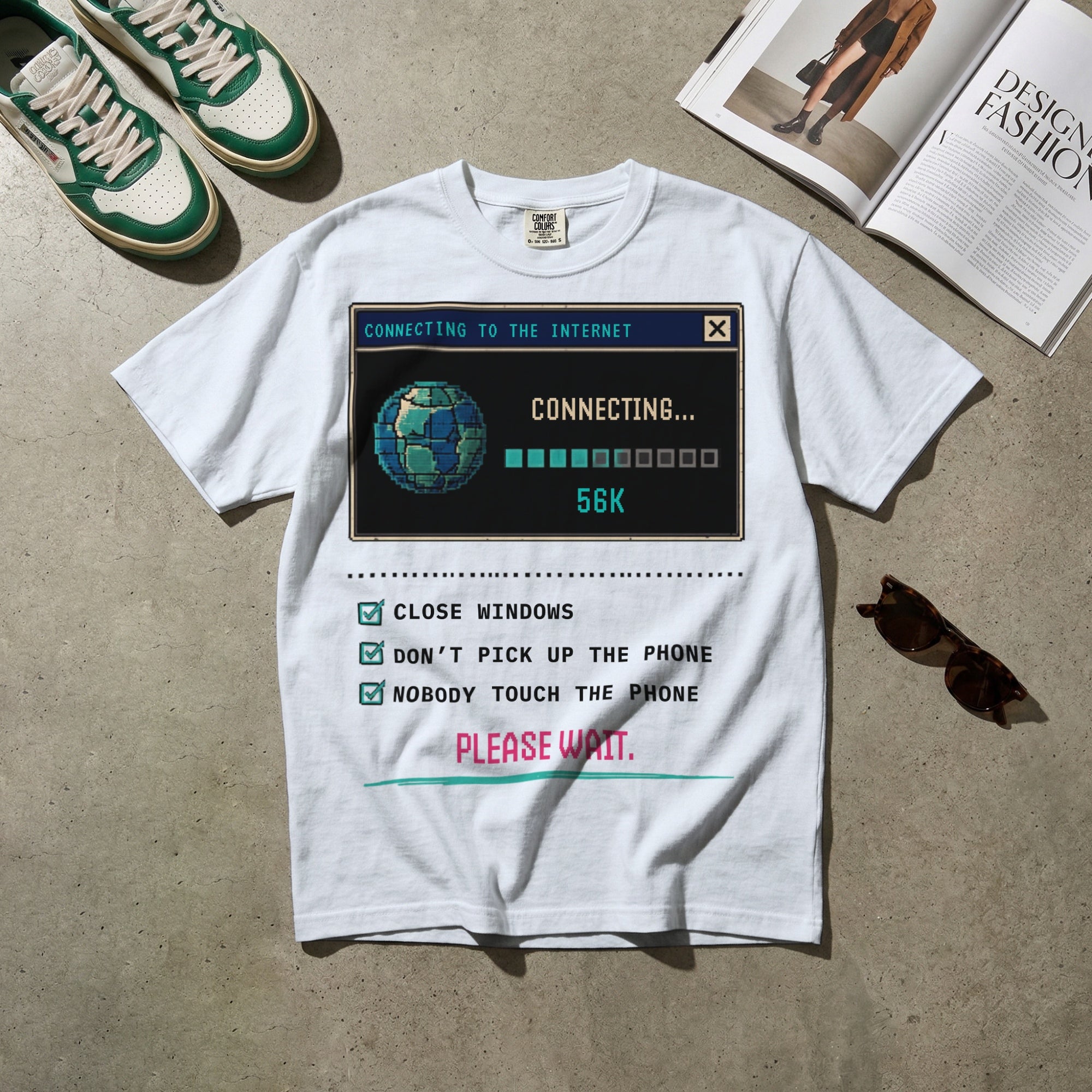 Connecting 56K — Vintage 90s Dial-Up Graphic Tee | Faded Memory Supply