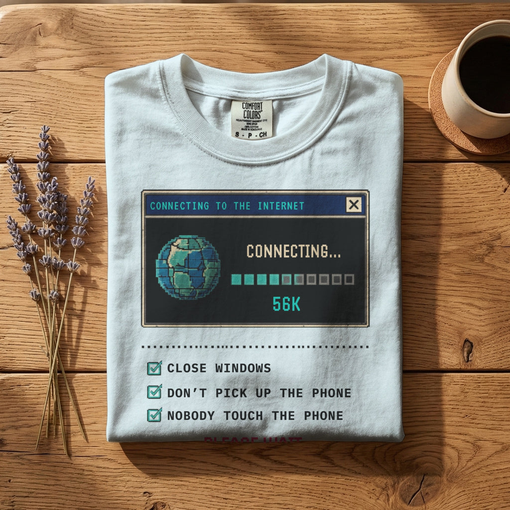 Connecting 56K — Vintage 90s Dial-Up Graphic Tee | Faded Memory Supply