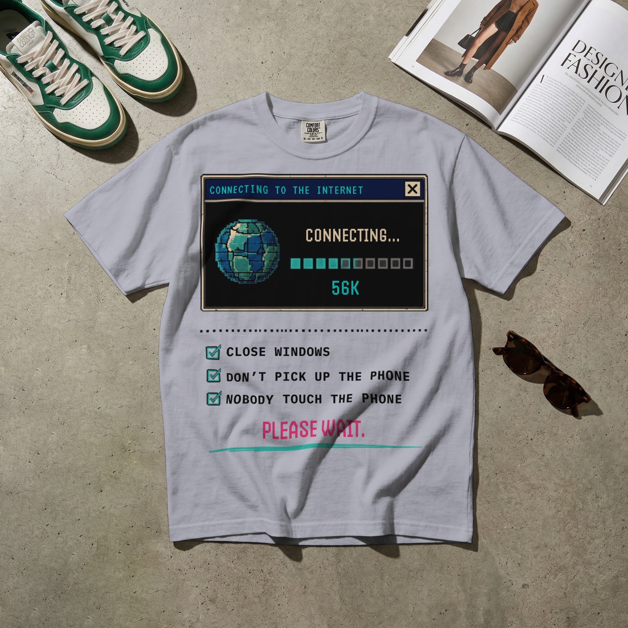 Connecting 56K — Vintage 90s Dial-Up Graphic Tee | Faded Memory Supply