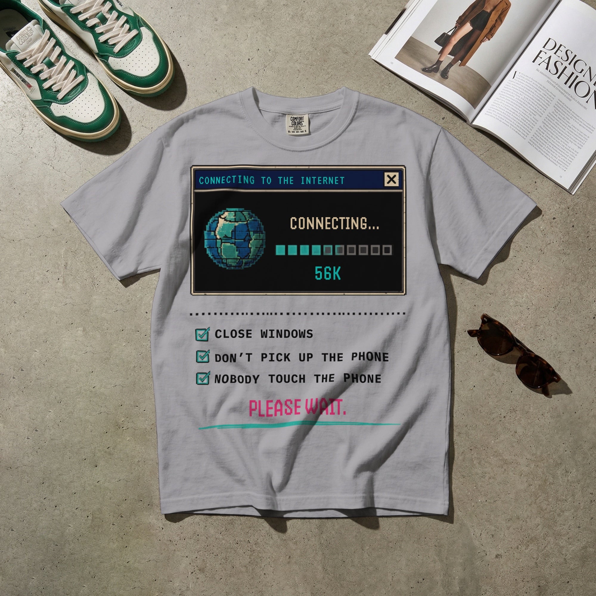 Connecting 56K — Vintage 90s Dial-Up Graphic Tee | Faded Memory Supply