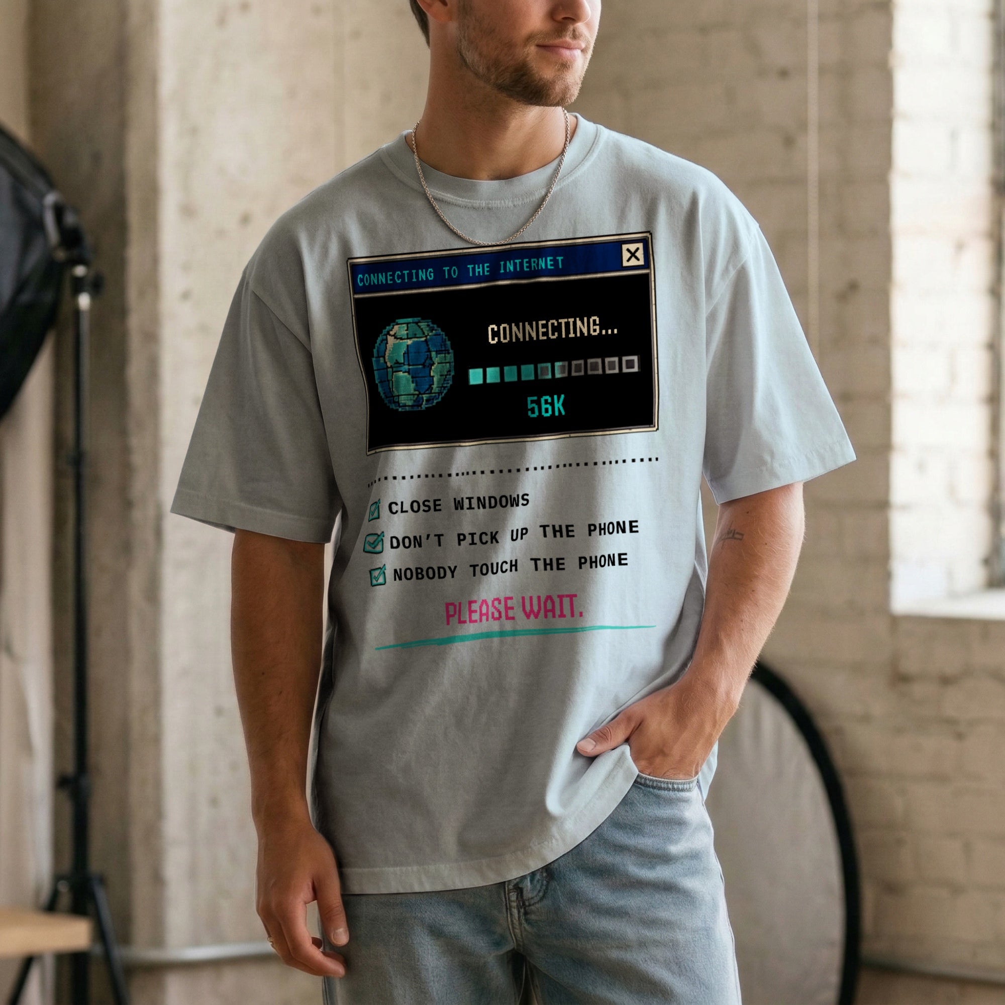 Connecting 56K — Vintage 90s Dial-Up Graphic Tee | Faded Memory Supply
