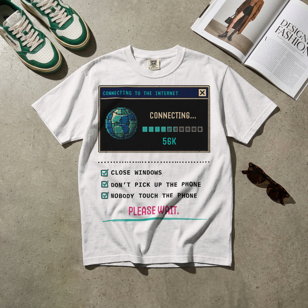 Connecting 56K — Vintage 90s Dial-Up Graphic Tee | Faded Memory Supply