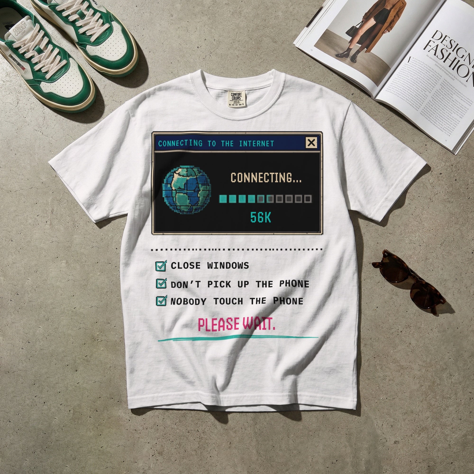 Connecting 56K — Vintage 90s Dial-Up Graphic Tee | Faded Memory Supply